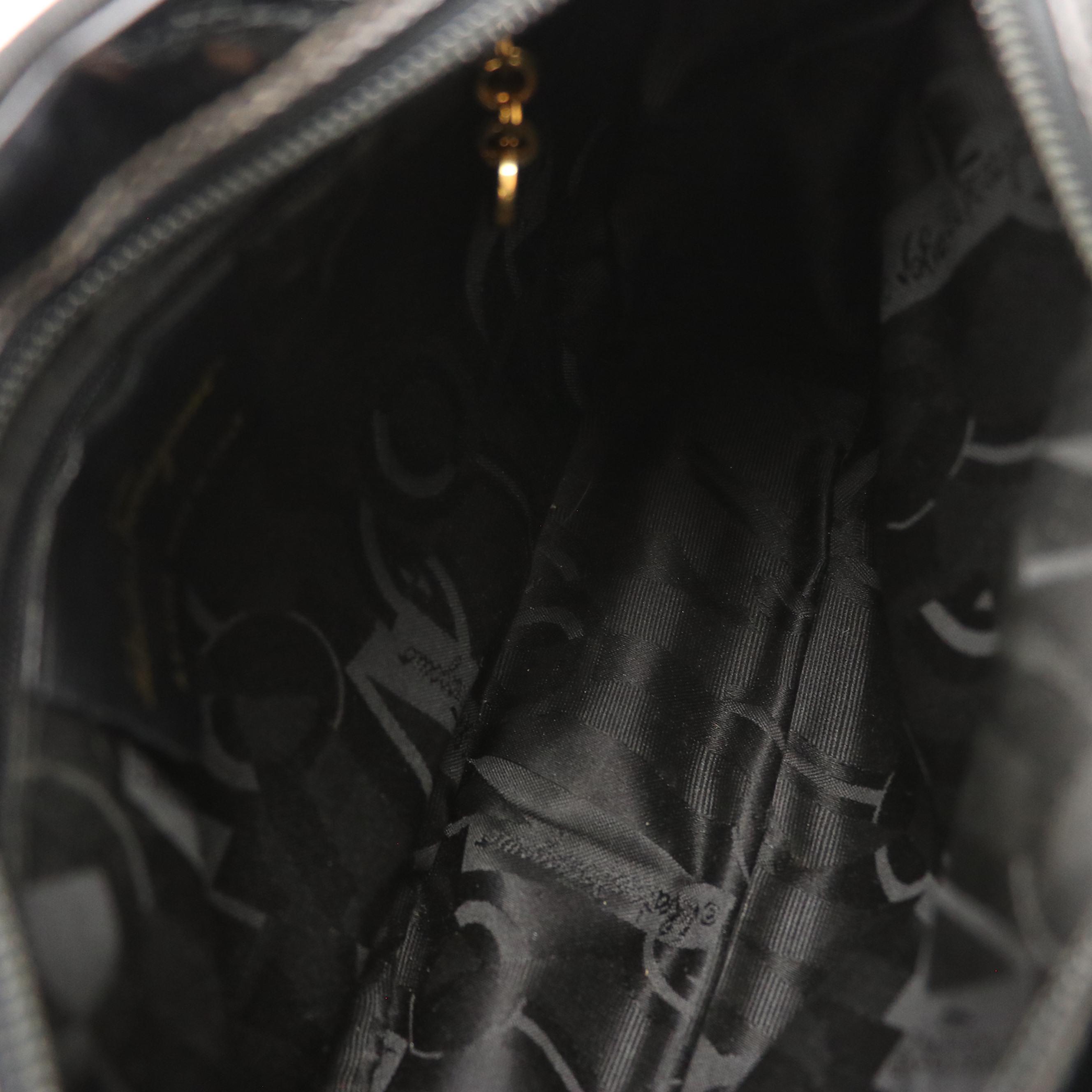 Salvatore Ferragamo Vara Bow Camera Crossbody Bag in Black Patent Leather