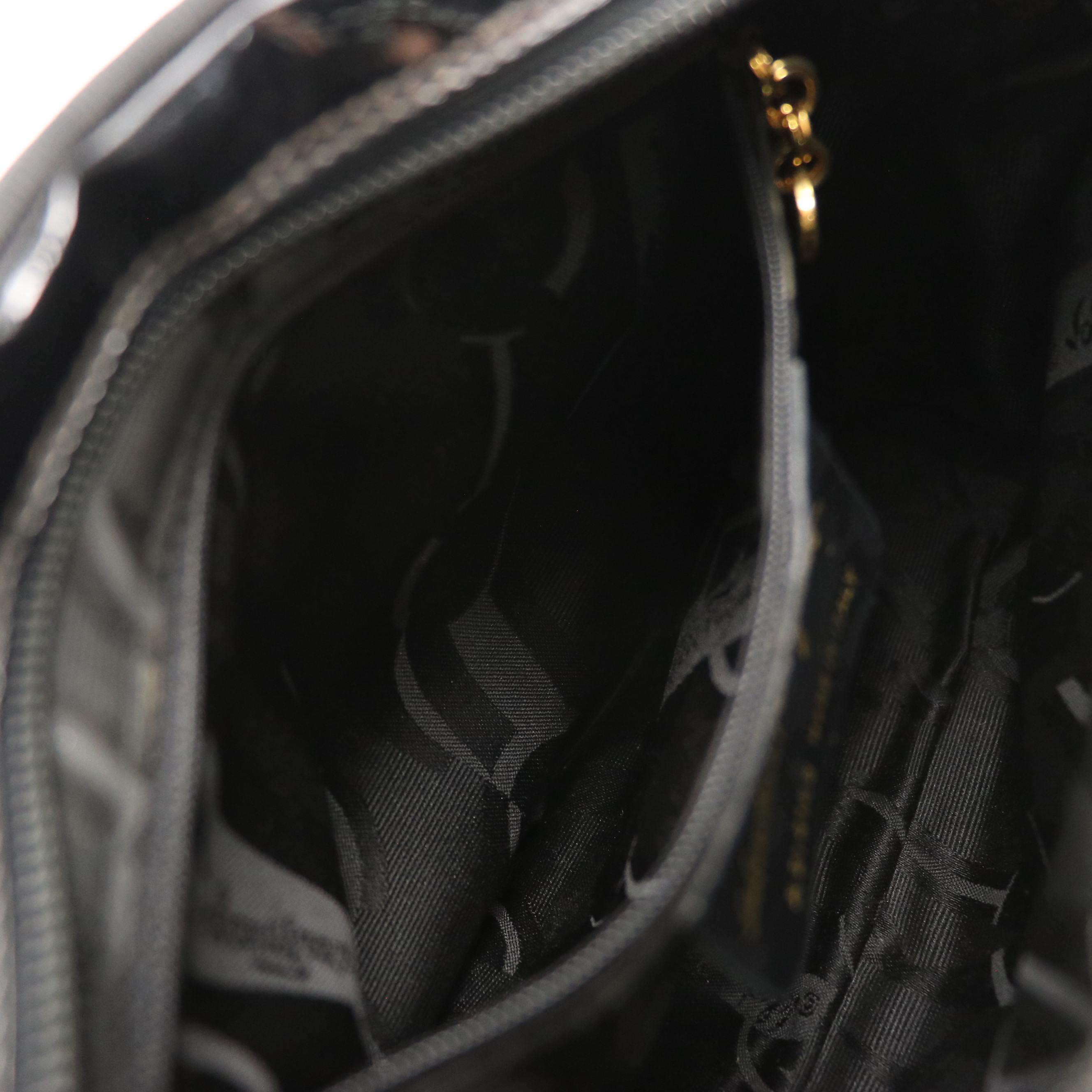 Salvatore Ferragamo Vara Bow Camera Crossbody Bag in Black Patent Leather