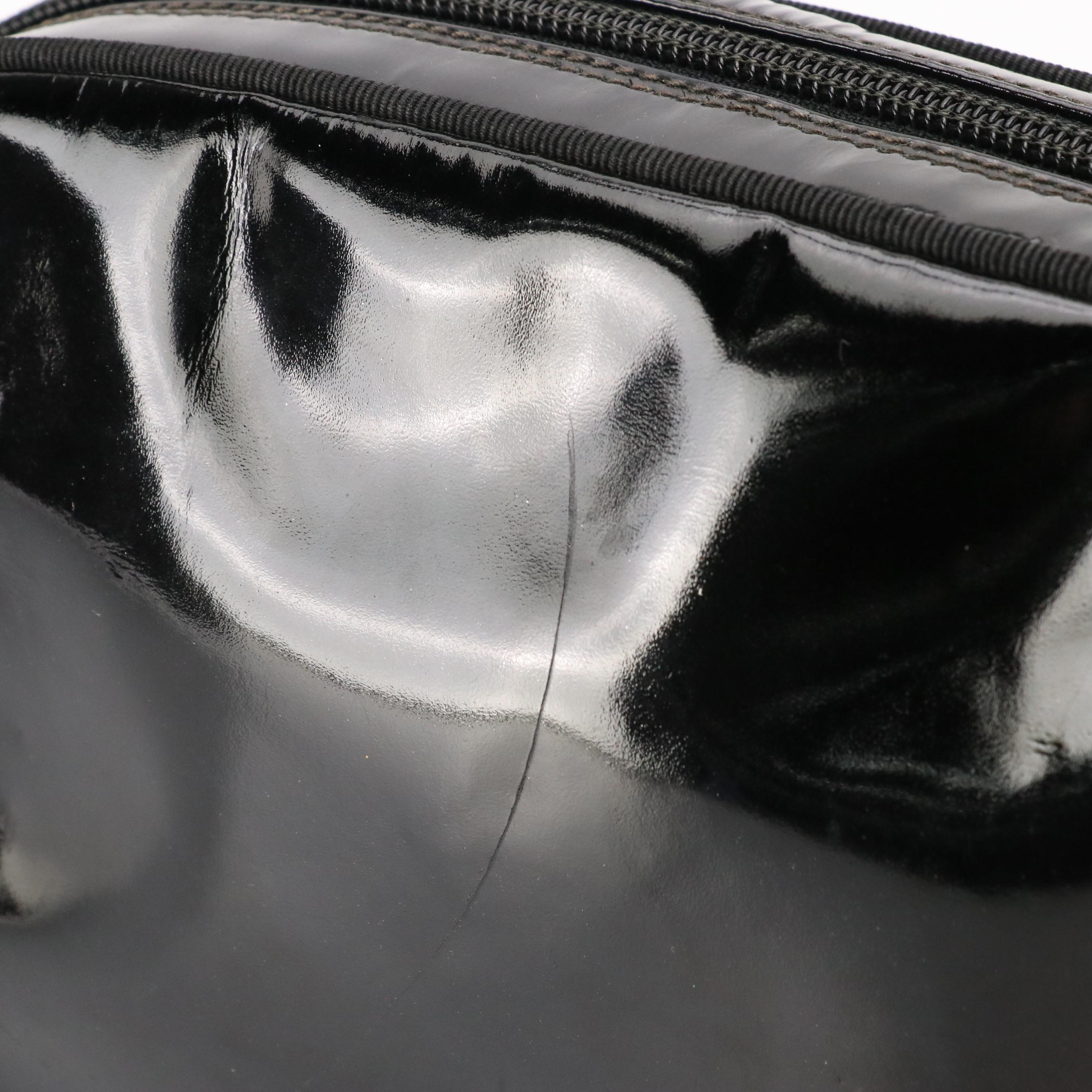 Salvatore Ferragamo Vara Bow Camera Crossbody Bag in Black Patent Leather