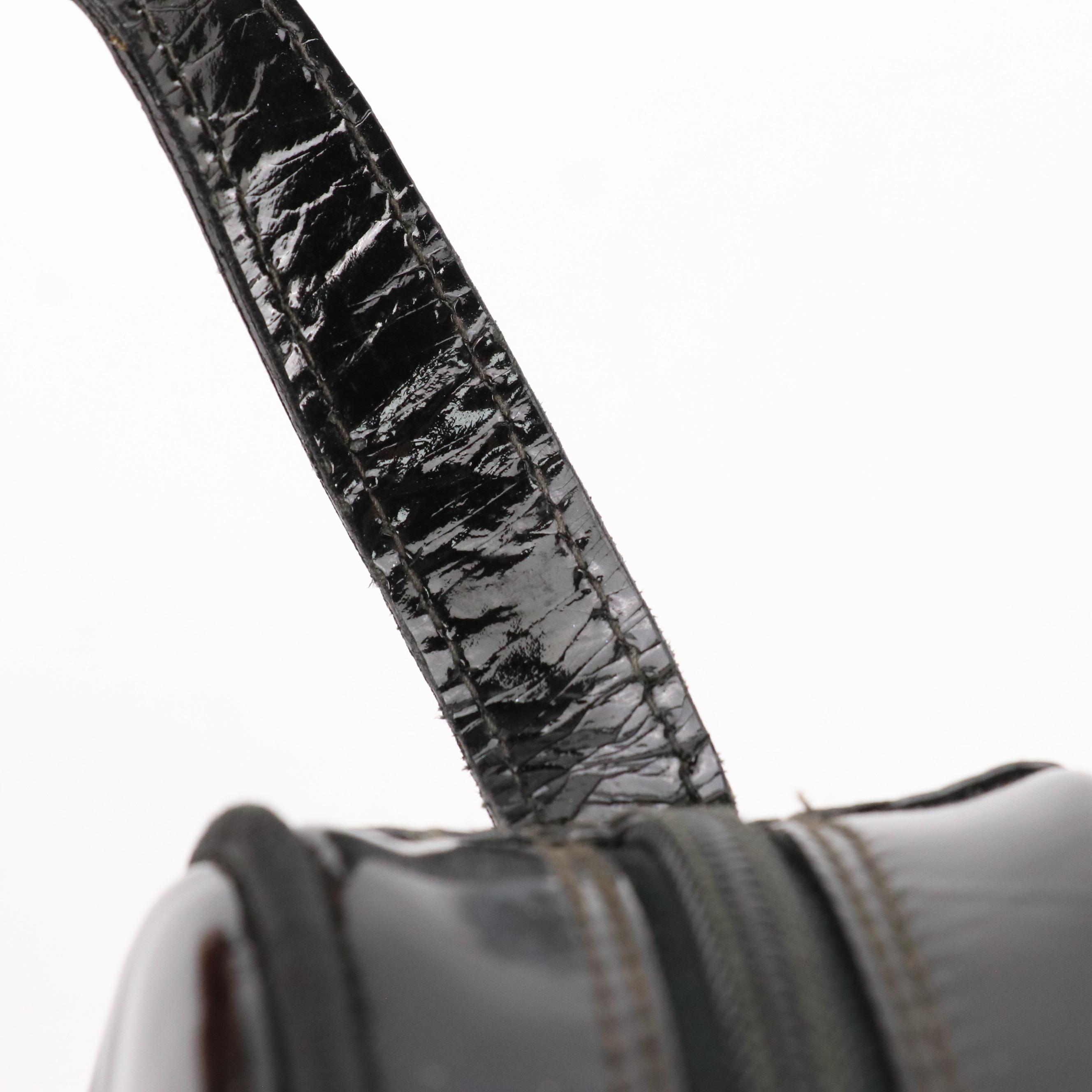 Salvatore Ferragamo Vara Bow Camera Crossbody Bag in Black Patent Leather