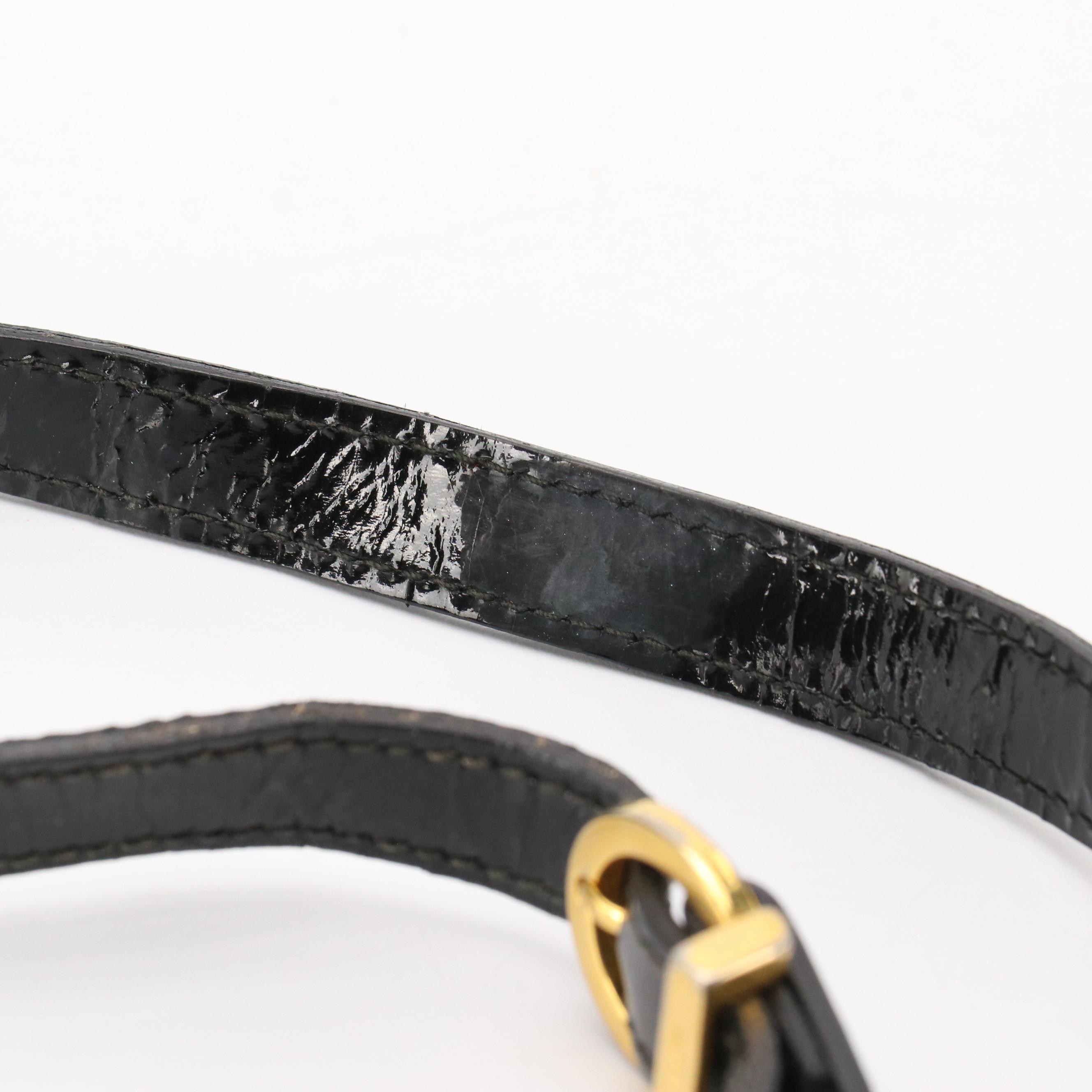 Salvatore Ferragamo Vara Bow Camera Crossbody Bag in Black Patent Leather