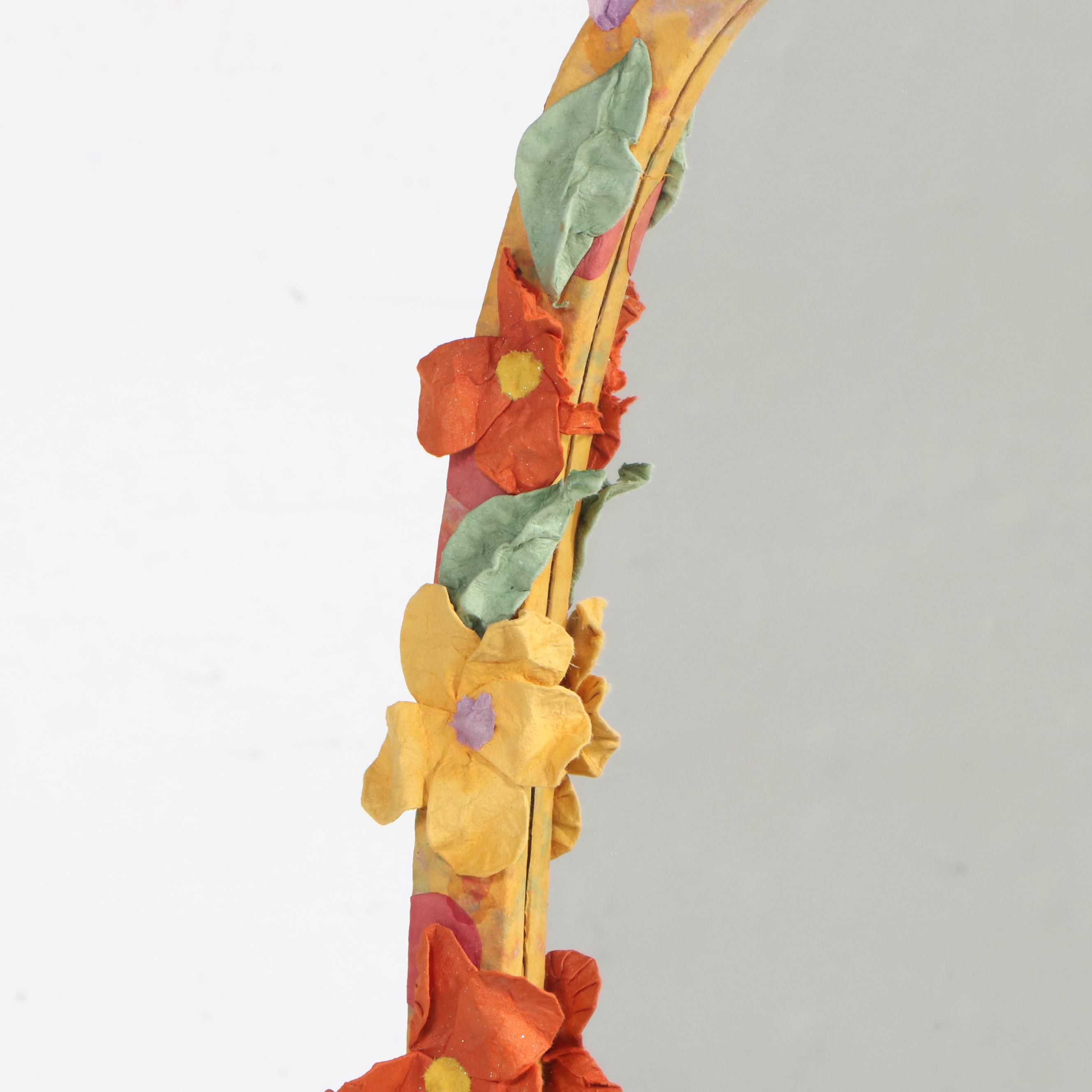 Whimsically Hand-Painted and Embellished Oval Cheval Mirror