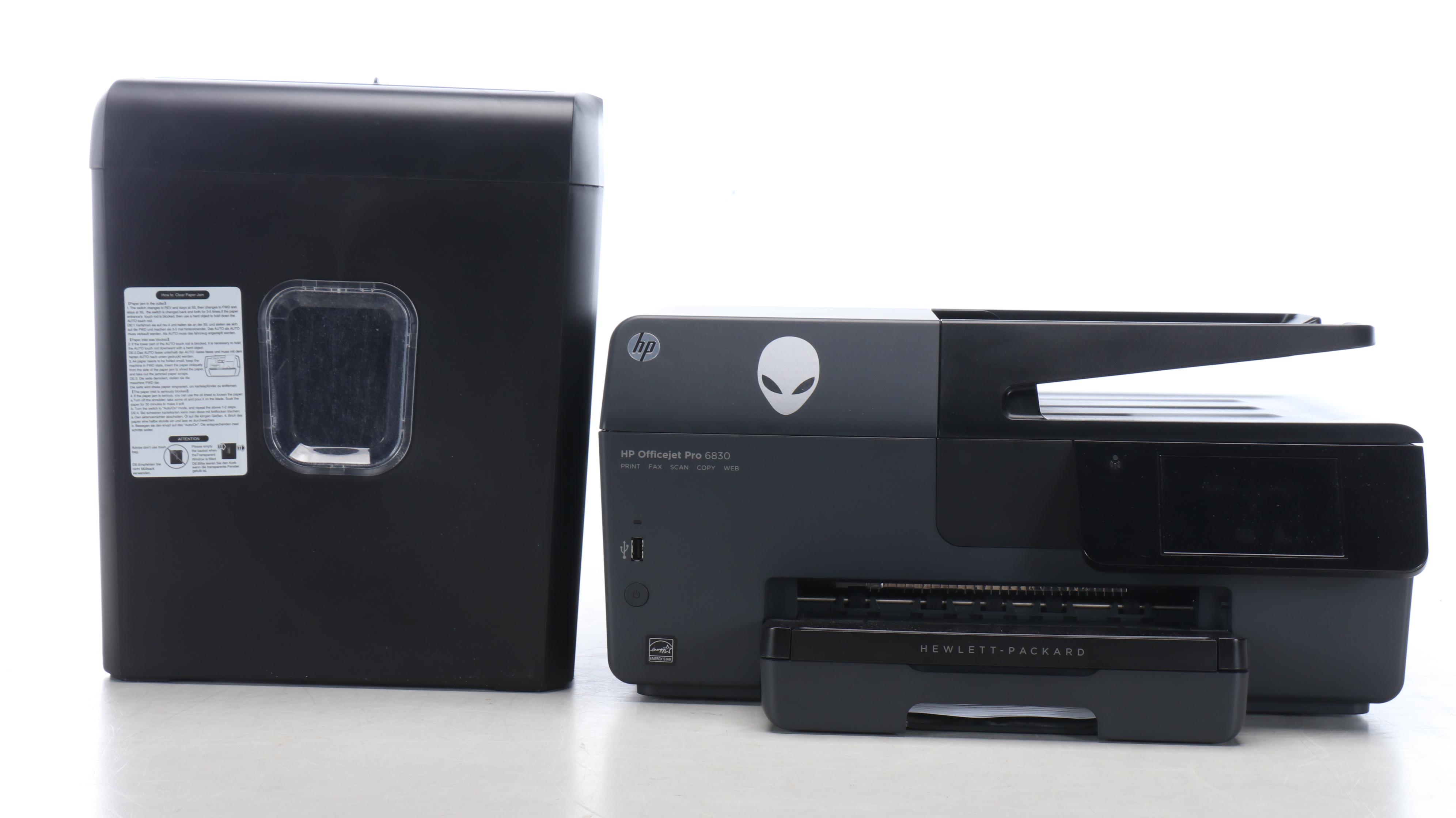 HP Officejet Pro 6830 Printer and Bonsai C234-A Paper Shredder