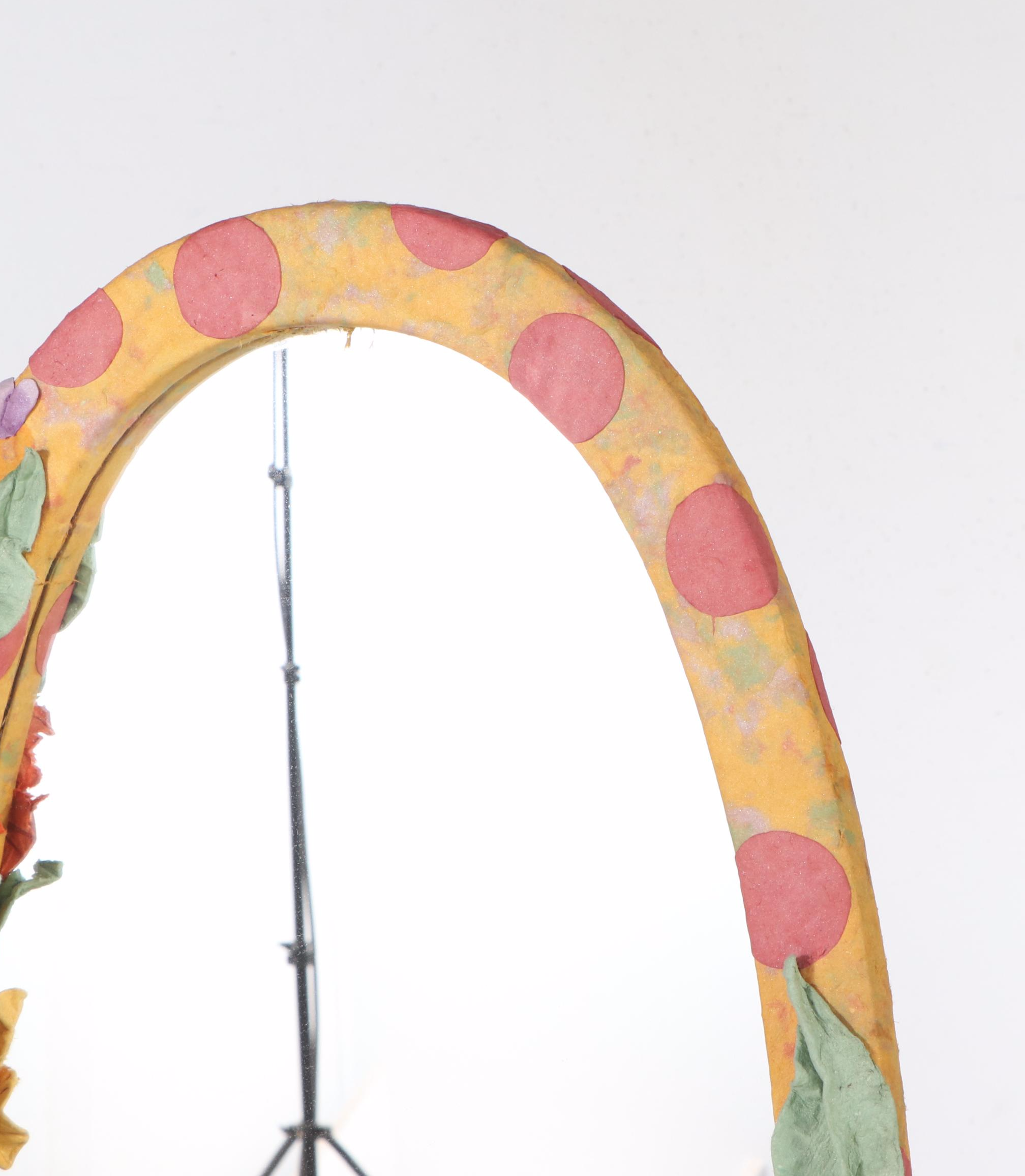 Whimsically Hand-Painted and Embellished Oval Cheval Mirror