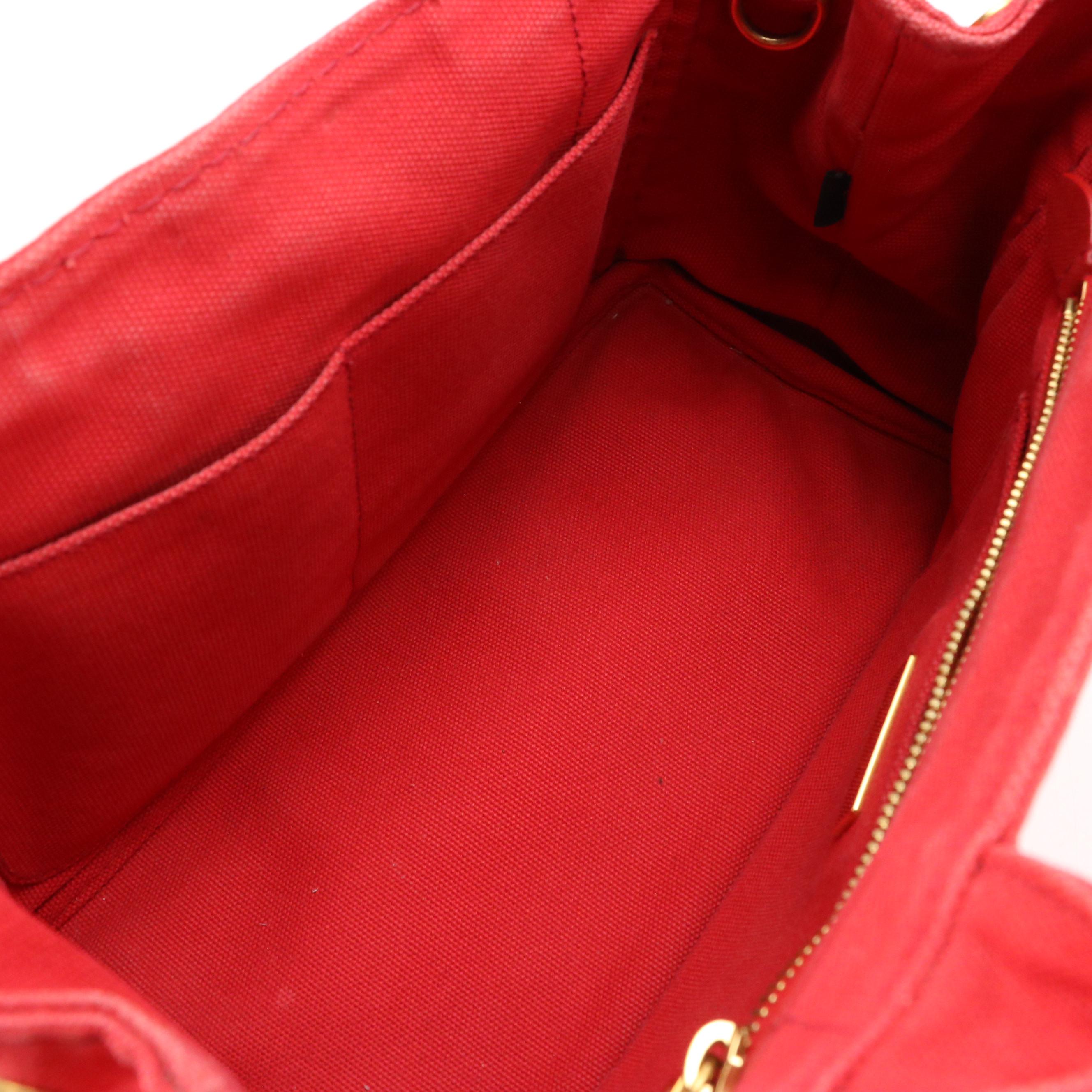 Prada Red Canapa Logo Canvas Two-Way Tote