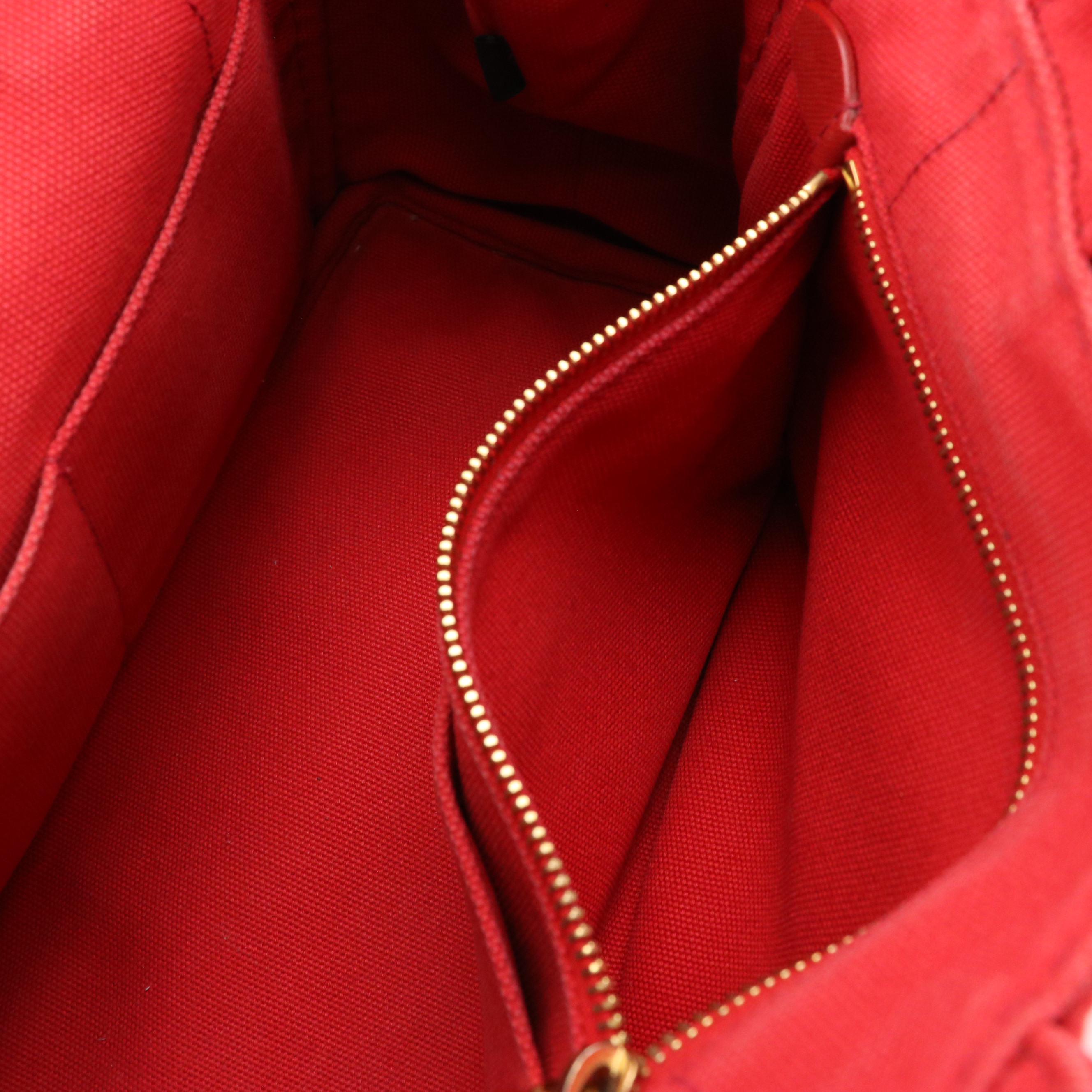 Prada Red Canapa Logo Canvas Two-Way Tote