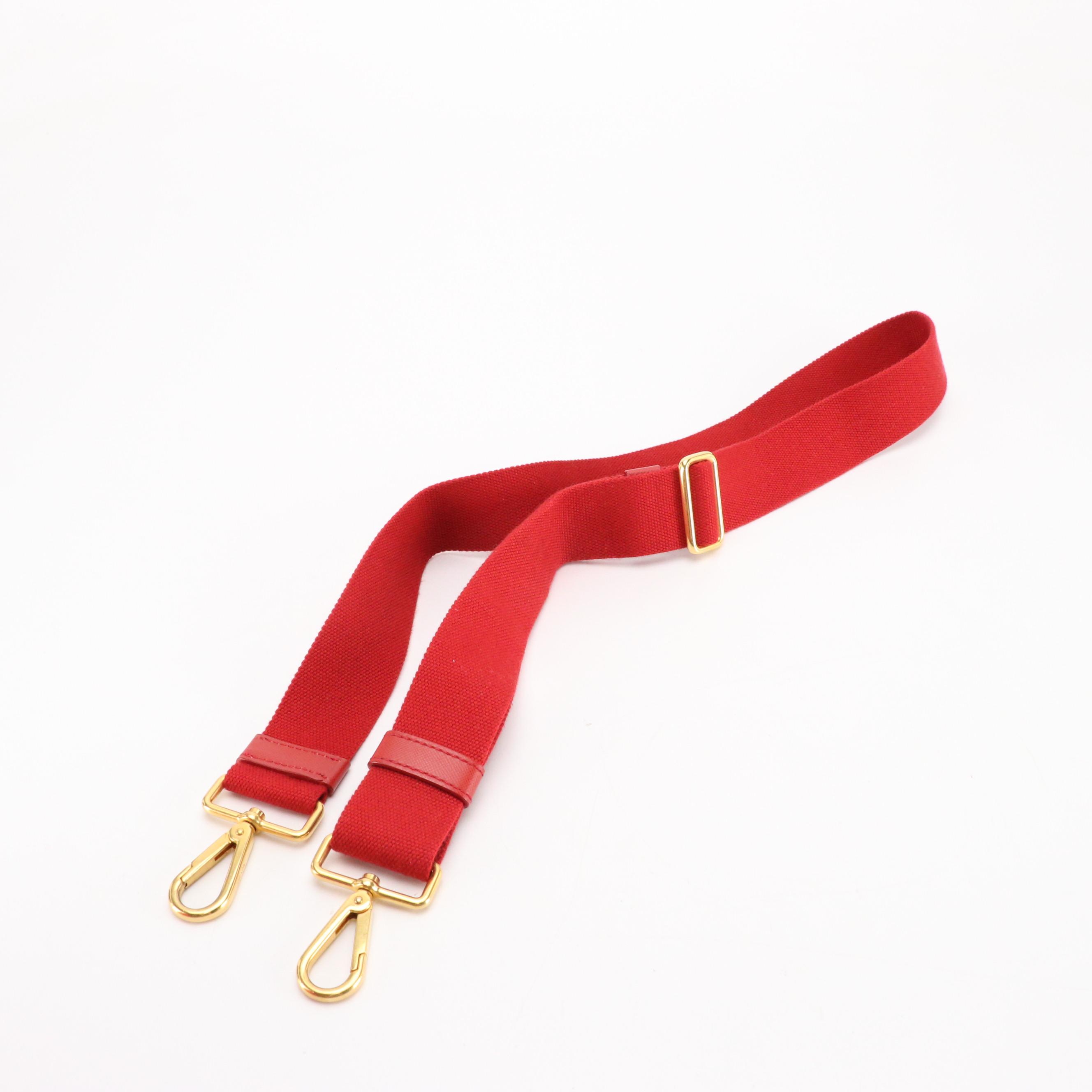 Prada Red Canapa Logo Canvas Two-Way Tote