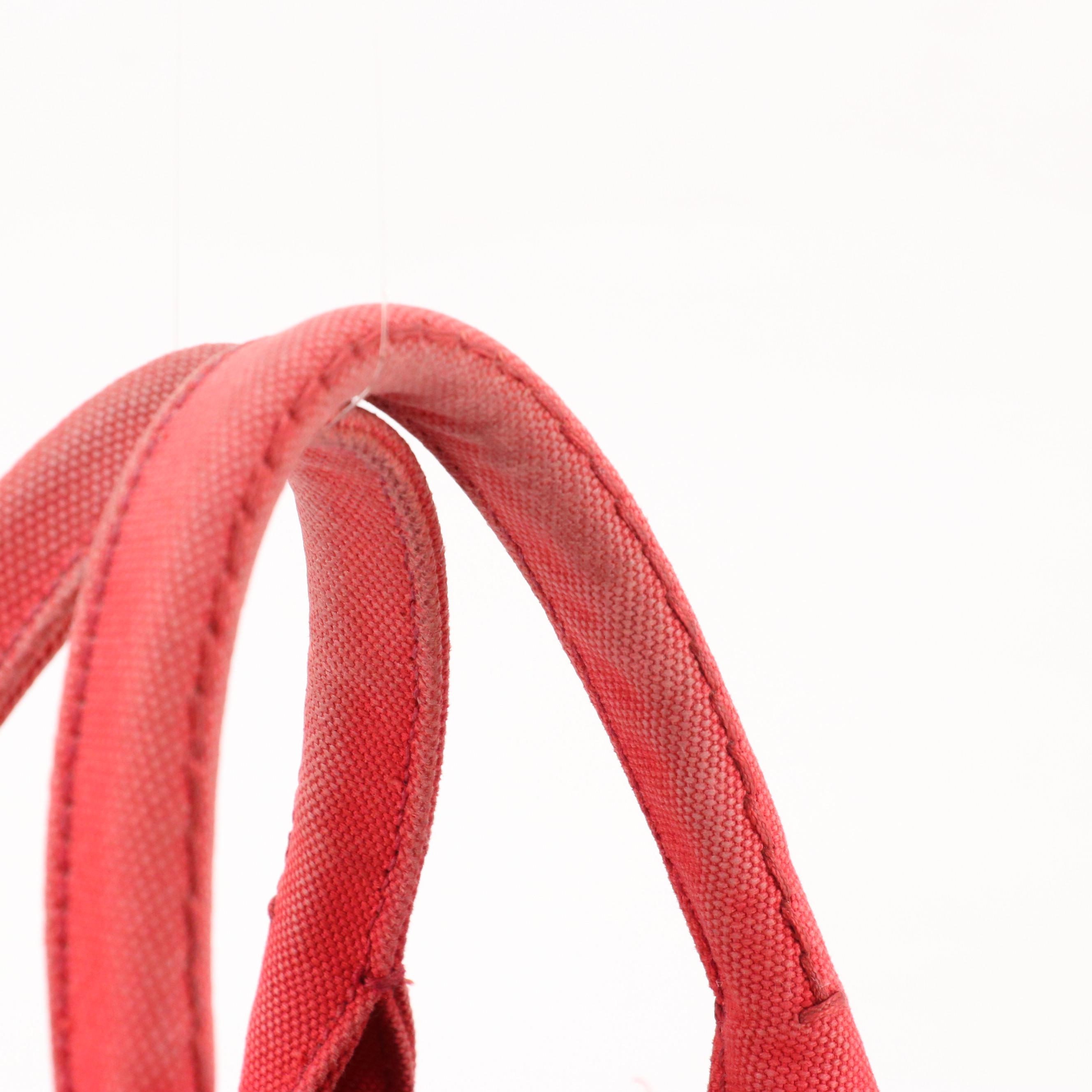 Prada Red Canapa Logo Canvas Two-Way Tote