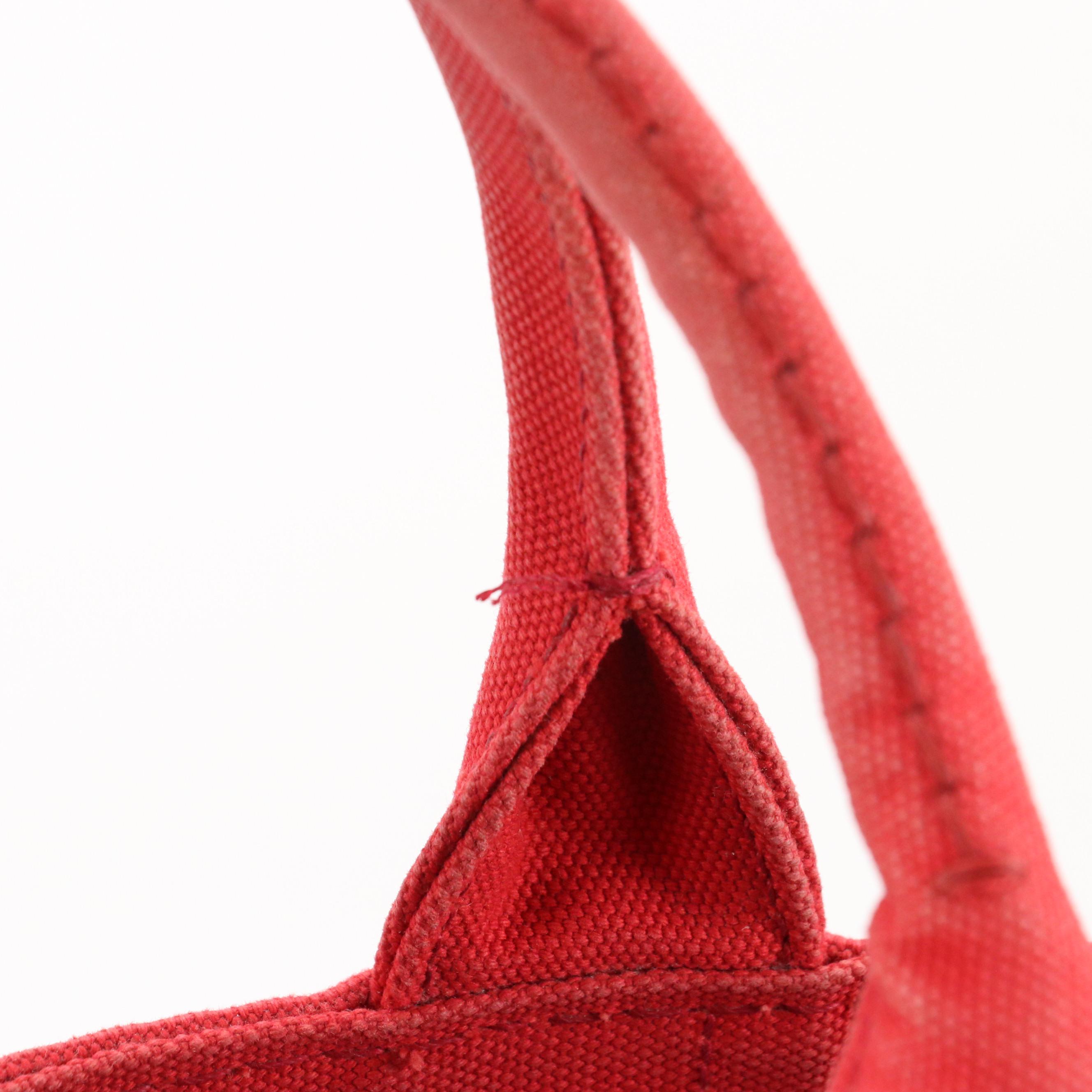 Prada Red Canapa Logo Canvas Two-Way Tote