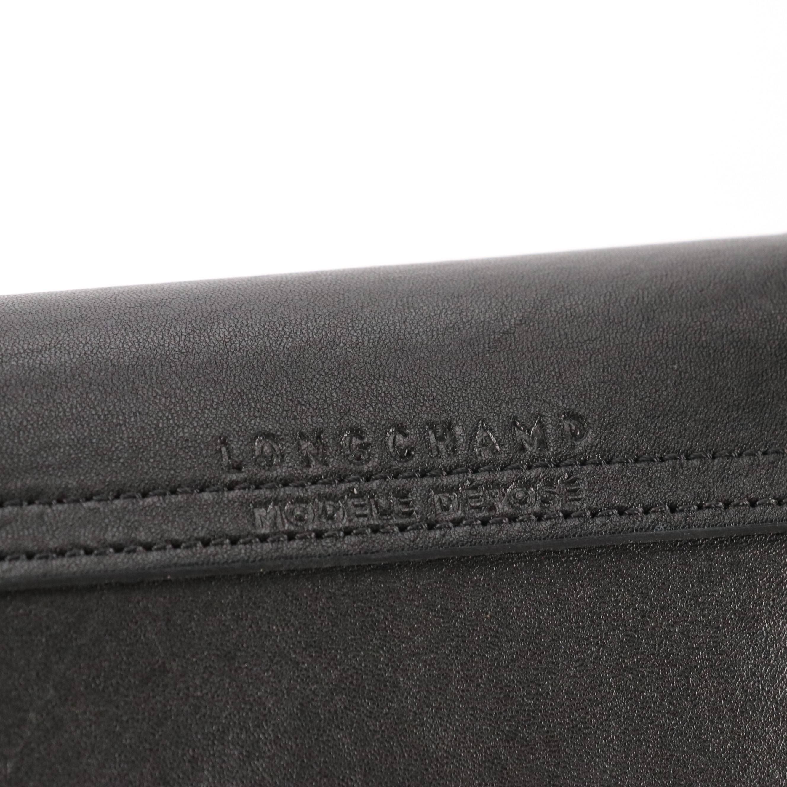 Longchamp Black Leather Le Pliage Small Two-Way Bag