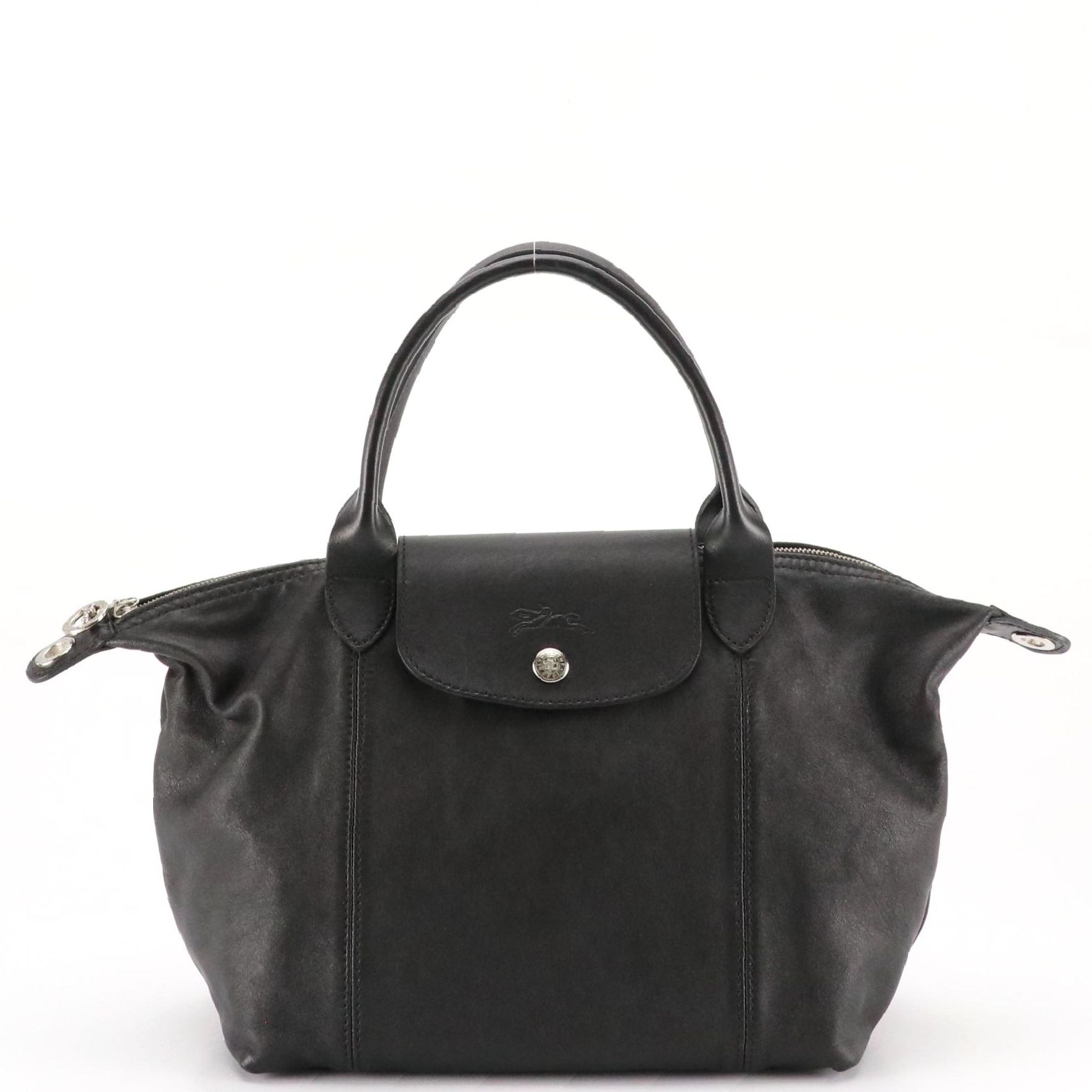 Longchamp Black Leather Le Pliage Small Two-Way Bag