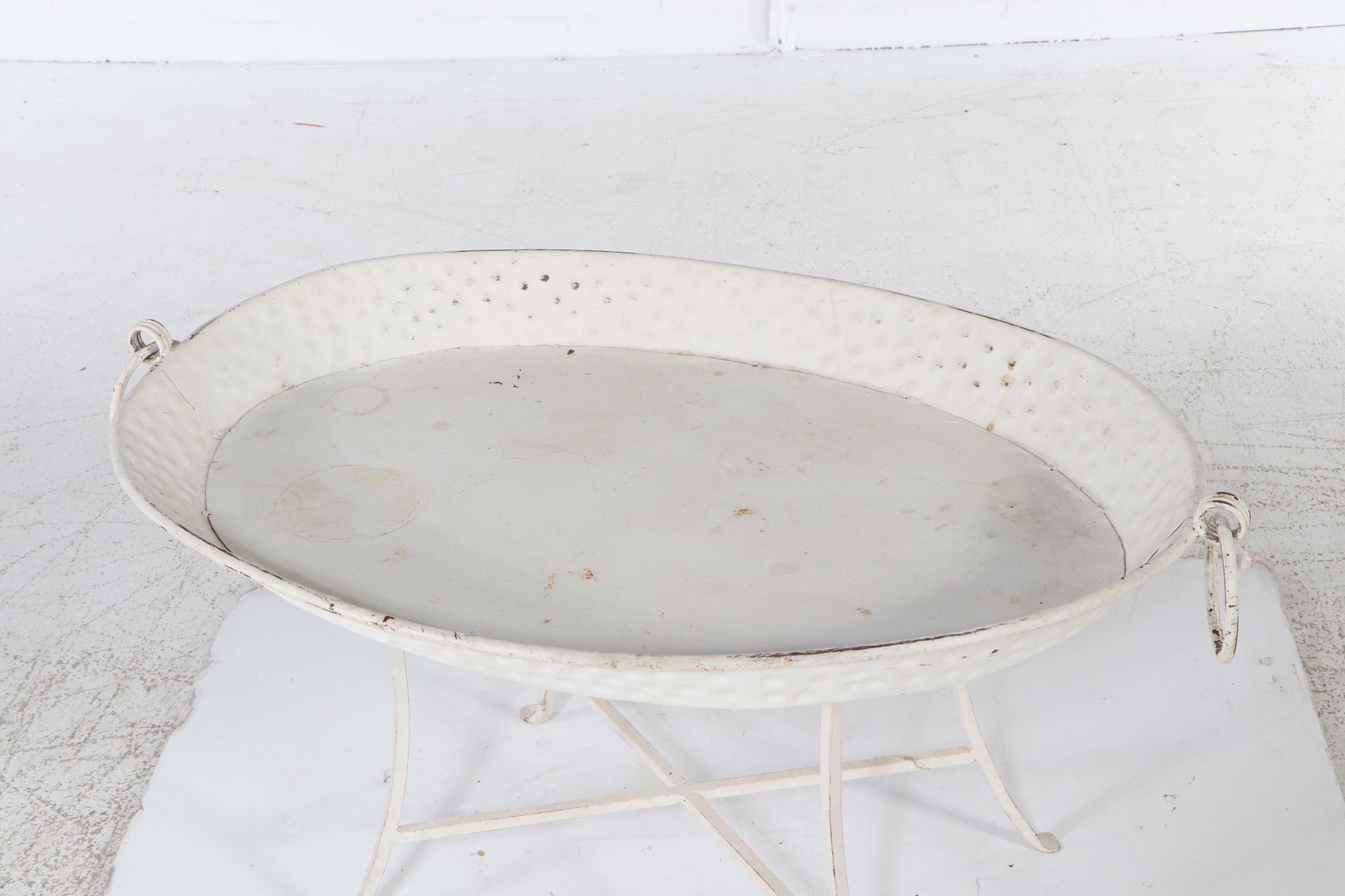 Regency Style White-Painted and Hammered Metal Tray Table