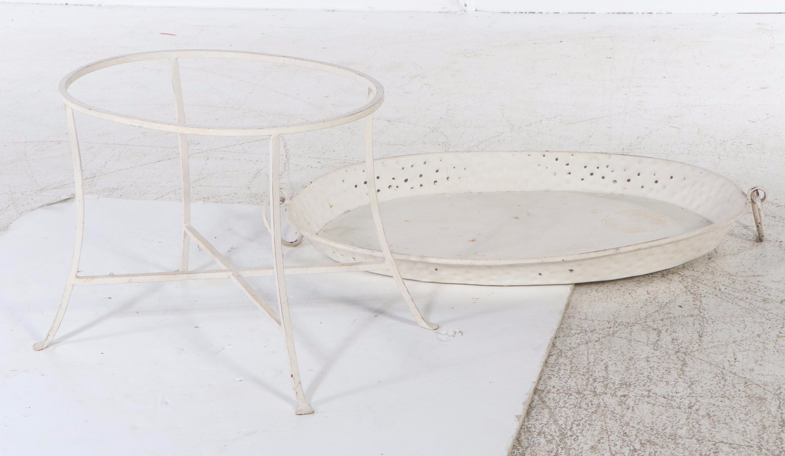 Regency Style White-Painted and Hammered Metal Tray Table