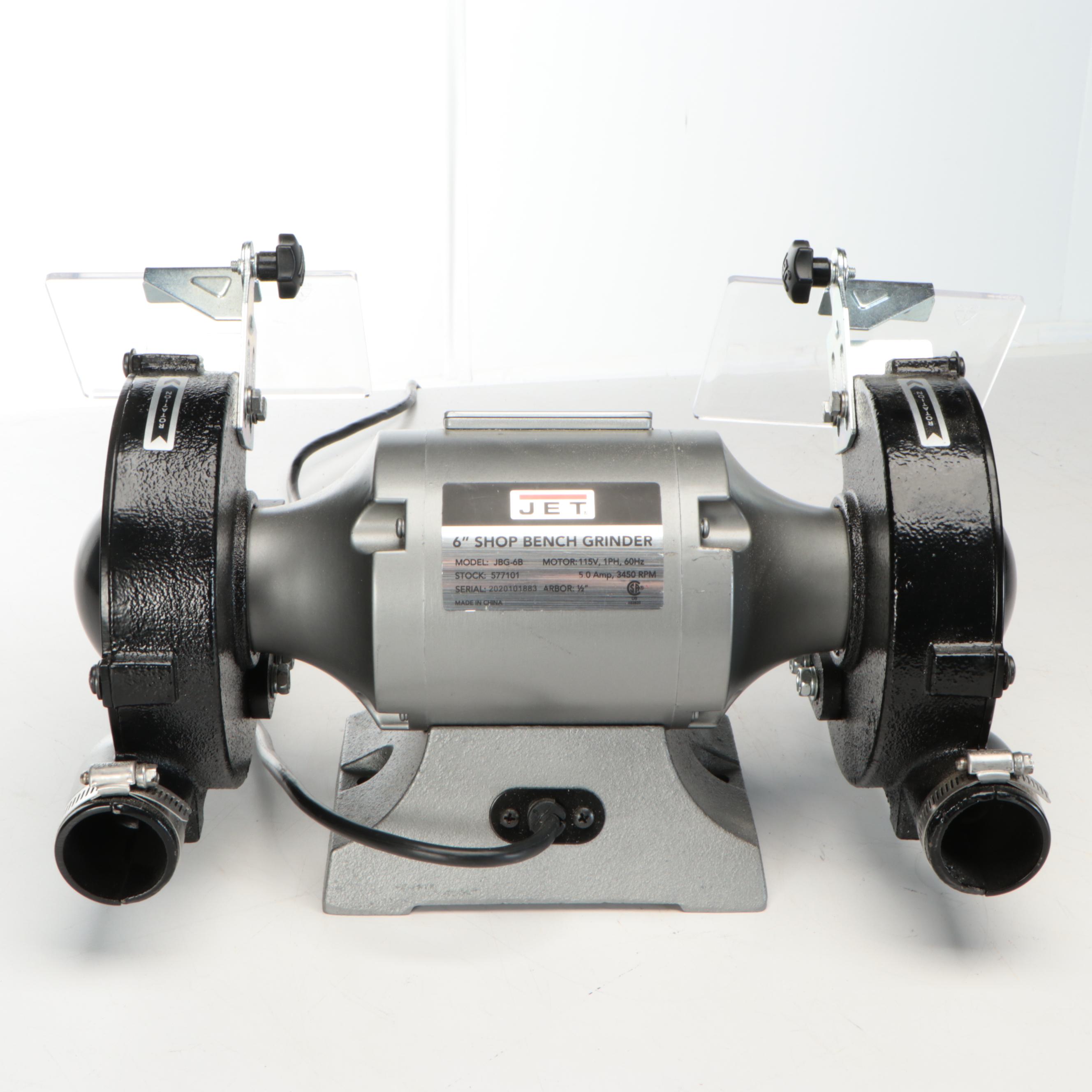 JET 6" Benchtop Grinder with Grinding Wheel and Steel Brush