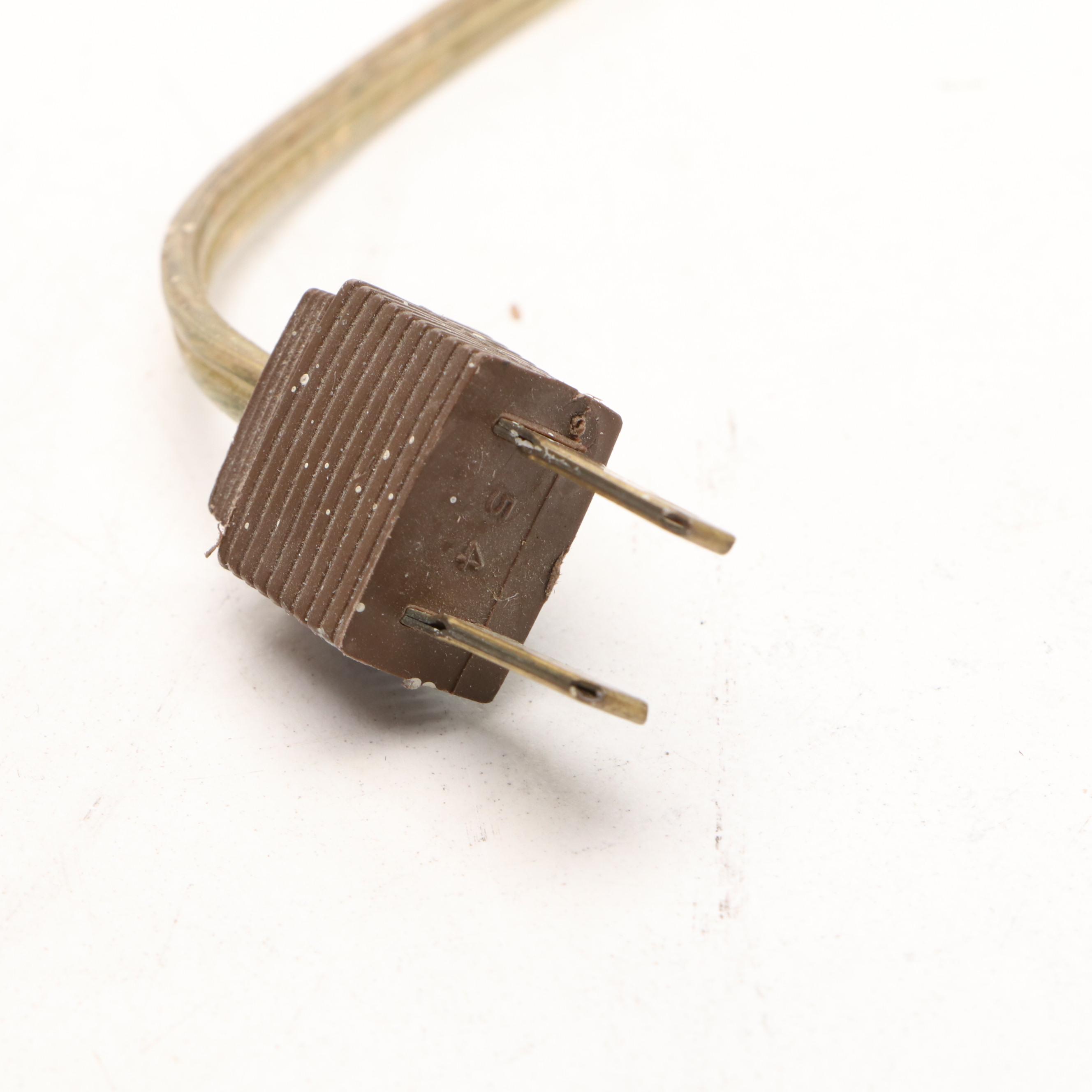 Brass Double Arm Table Lamp and Oval Shade With Piping