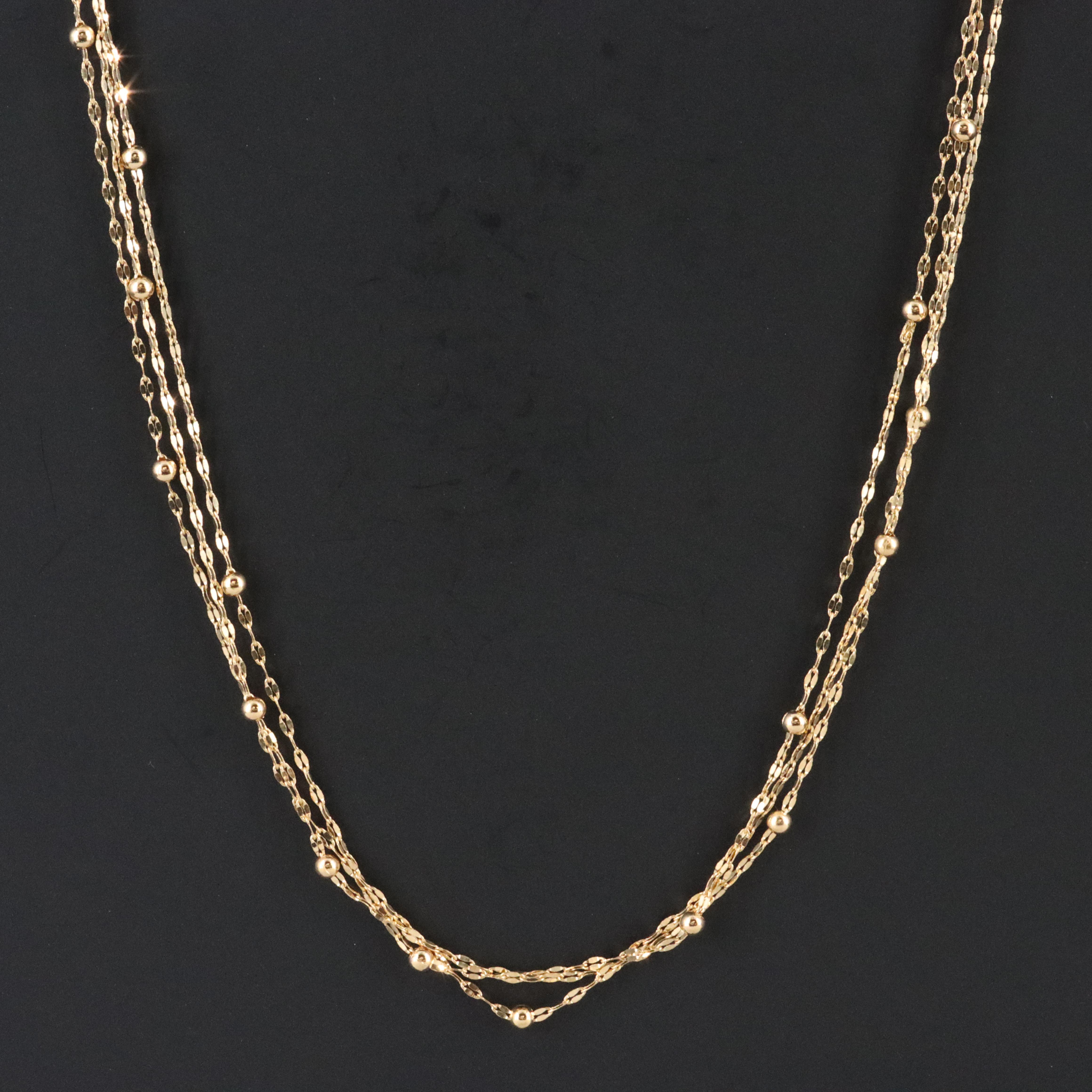 14K Triple-Strand Station Necklace