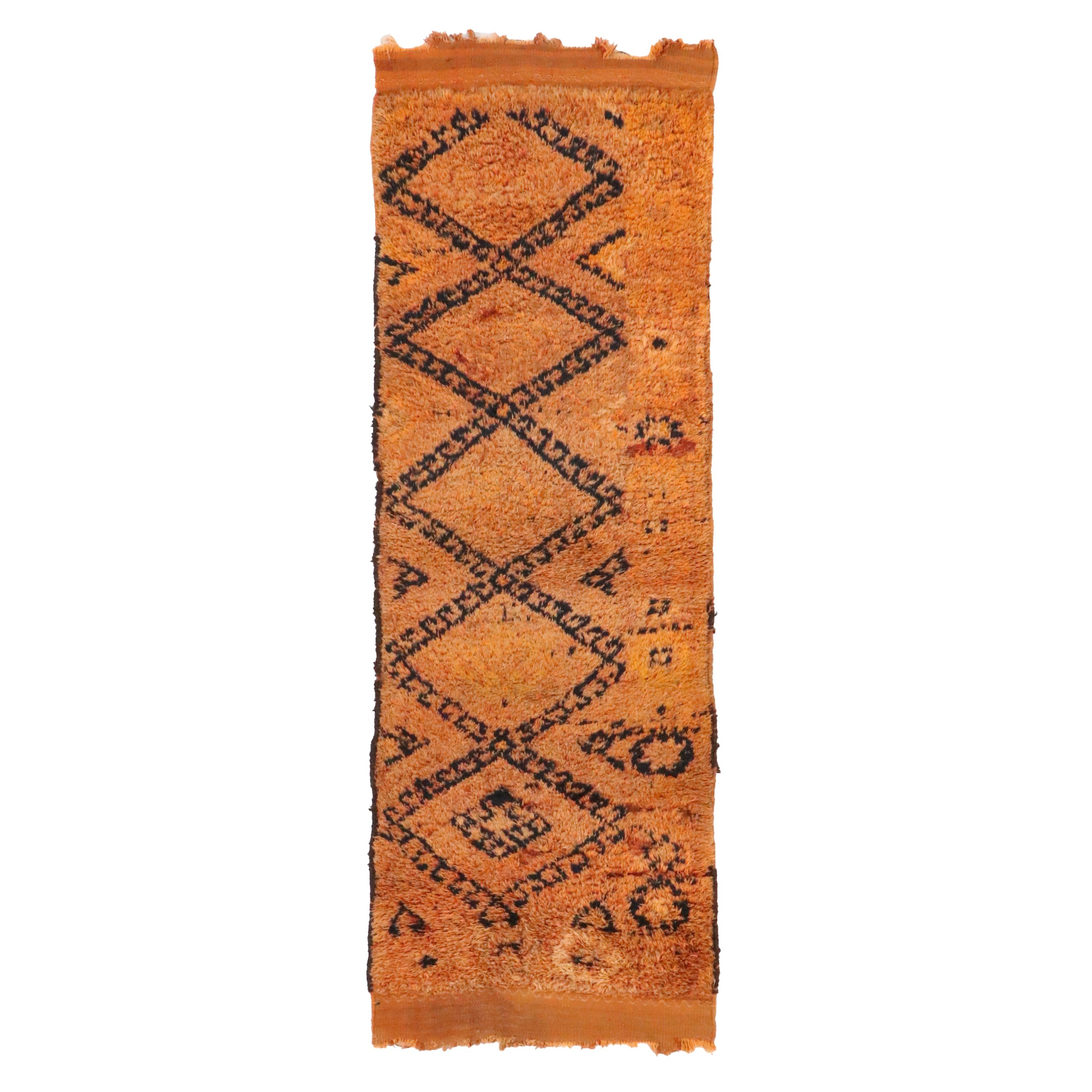 3'2 x 9'4 Hand-Knotted Moroccan Berber Long Rug