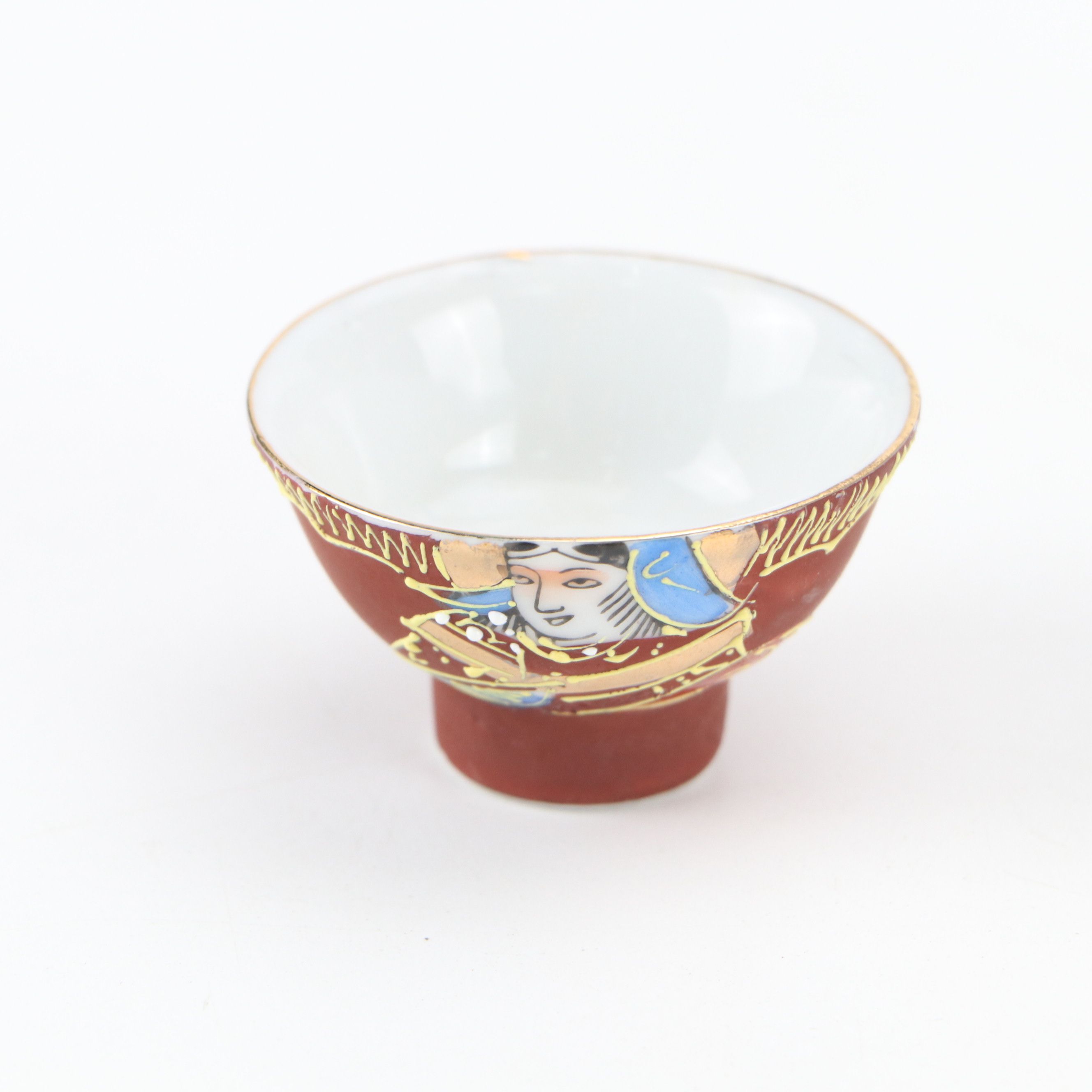 Japanese Kutani Hand-Painted Porcelain Vase, Tray and Sake Cups