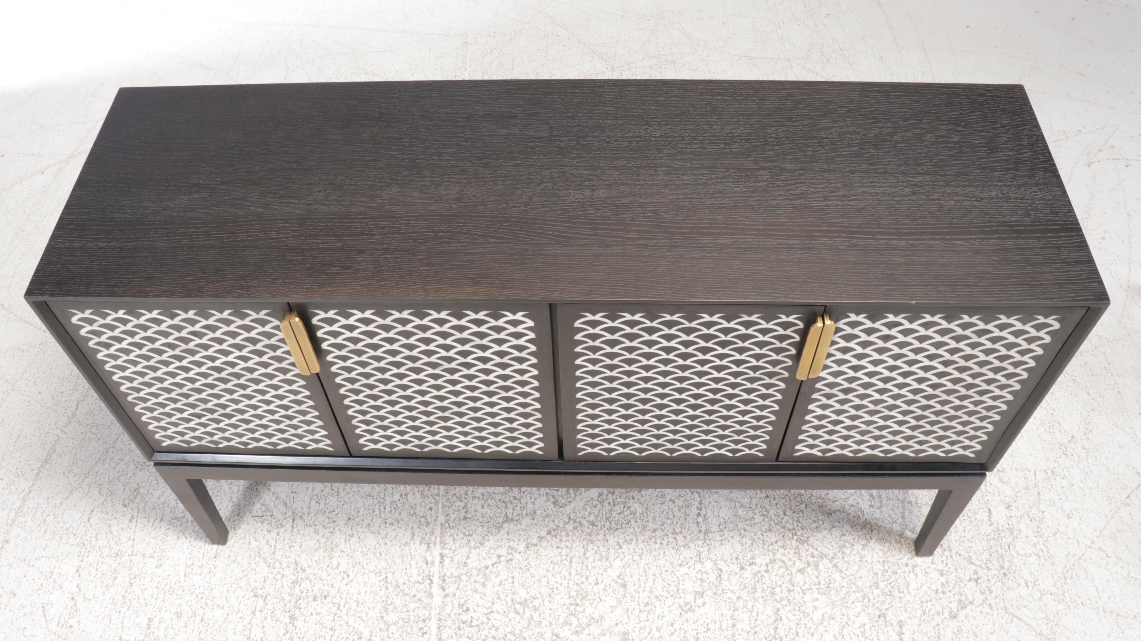 Arhaus Ebonized Wood Credenza with Bone Inlay