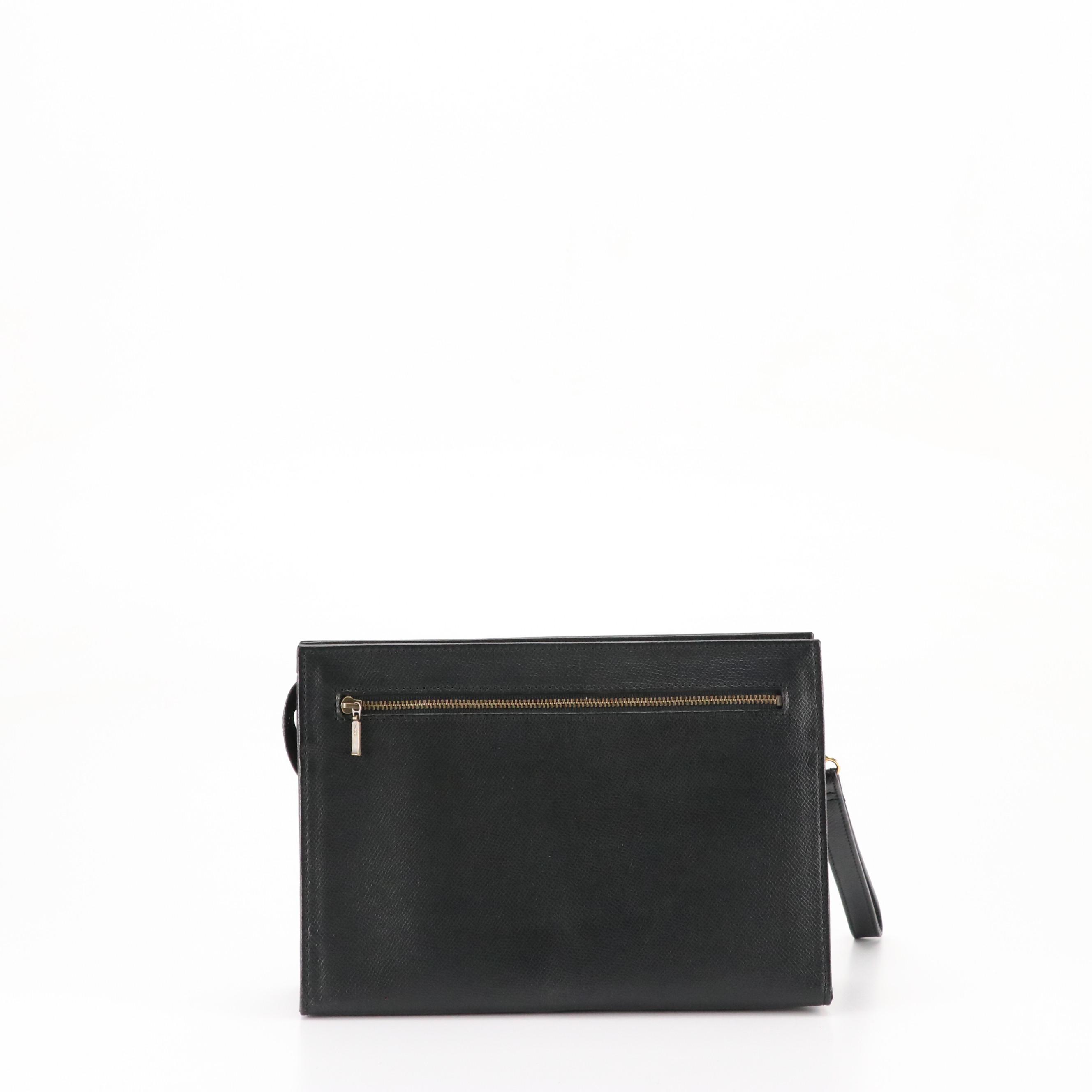 Valentino Garavani Wristlet Clutch in Black Textured Leather