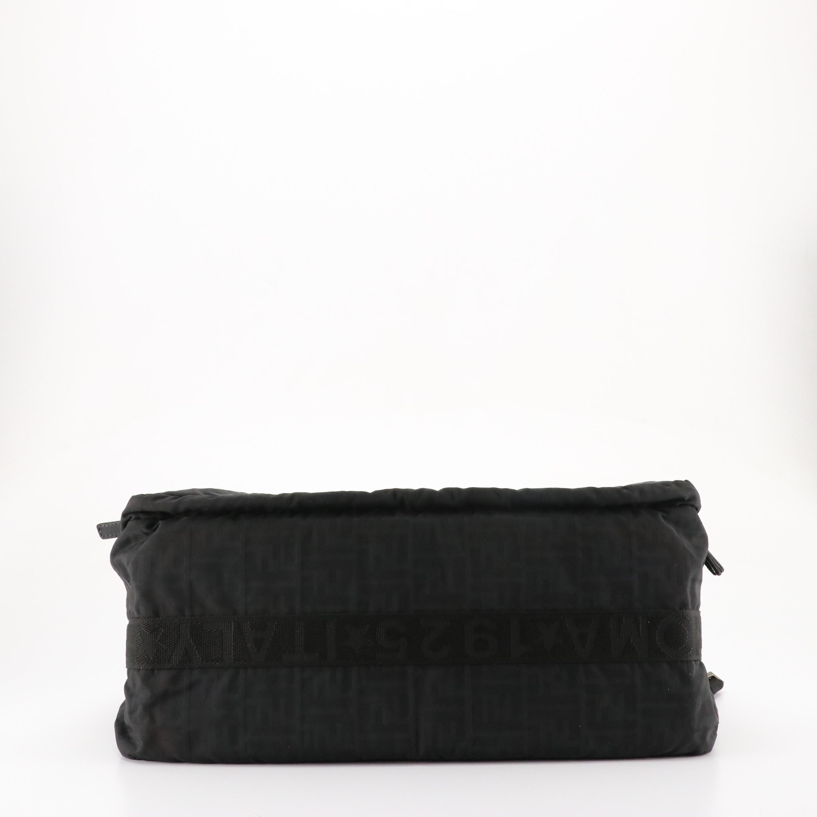 Fendi Large Two-Way Travel Bag in Black FF Zucca Nylon Jacquard