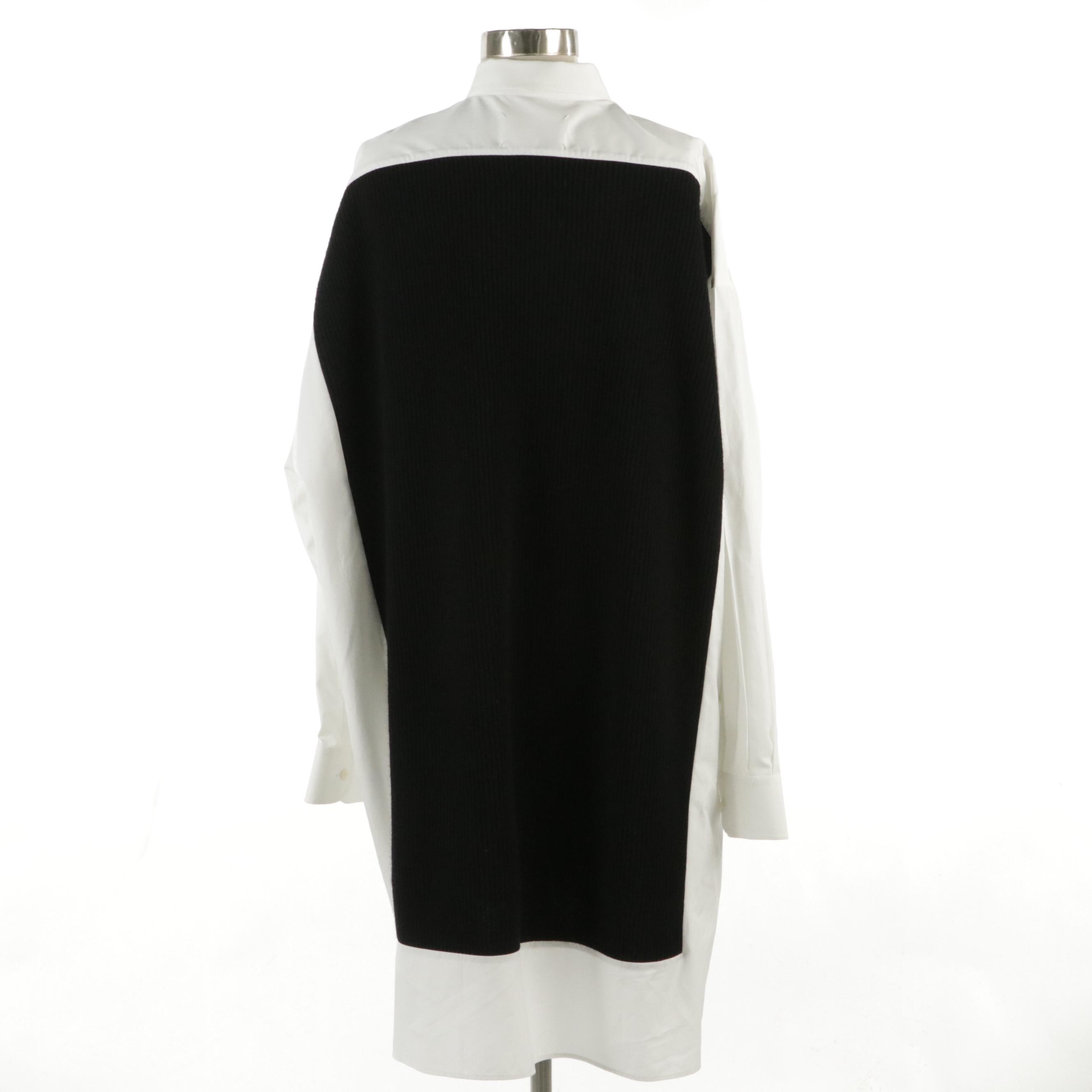 Maison Margiela Oversized Jumped-Paneled Shirt Dress in Cotton and Wool