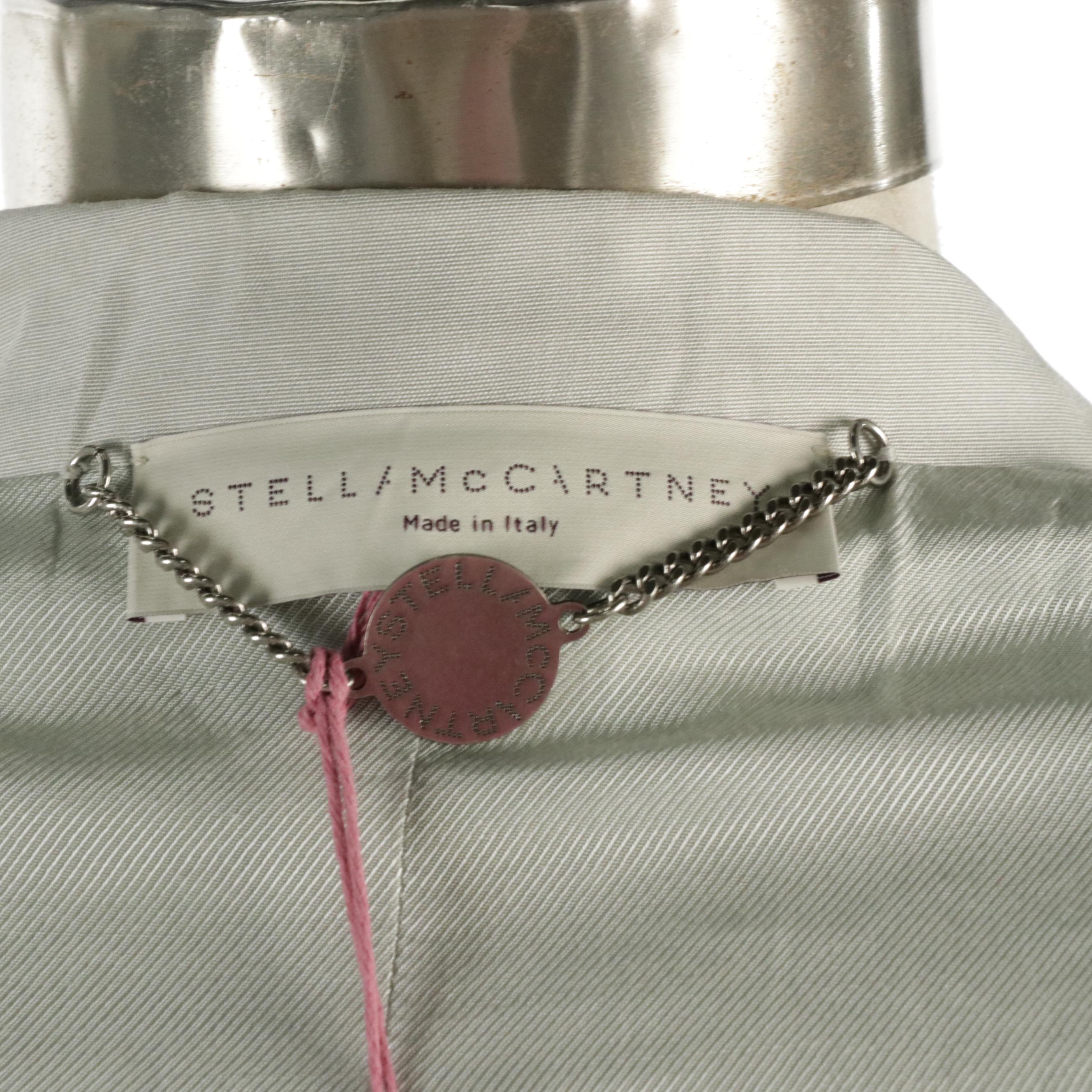 Stella McCartney Light Grey Silk Single-Button Blazer with Stitching Detail