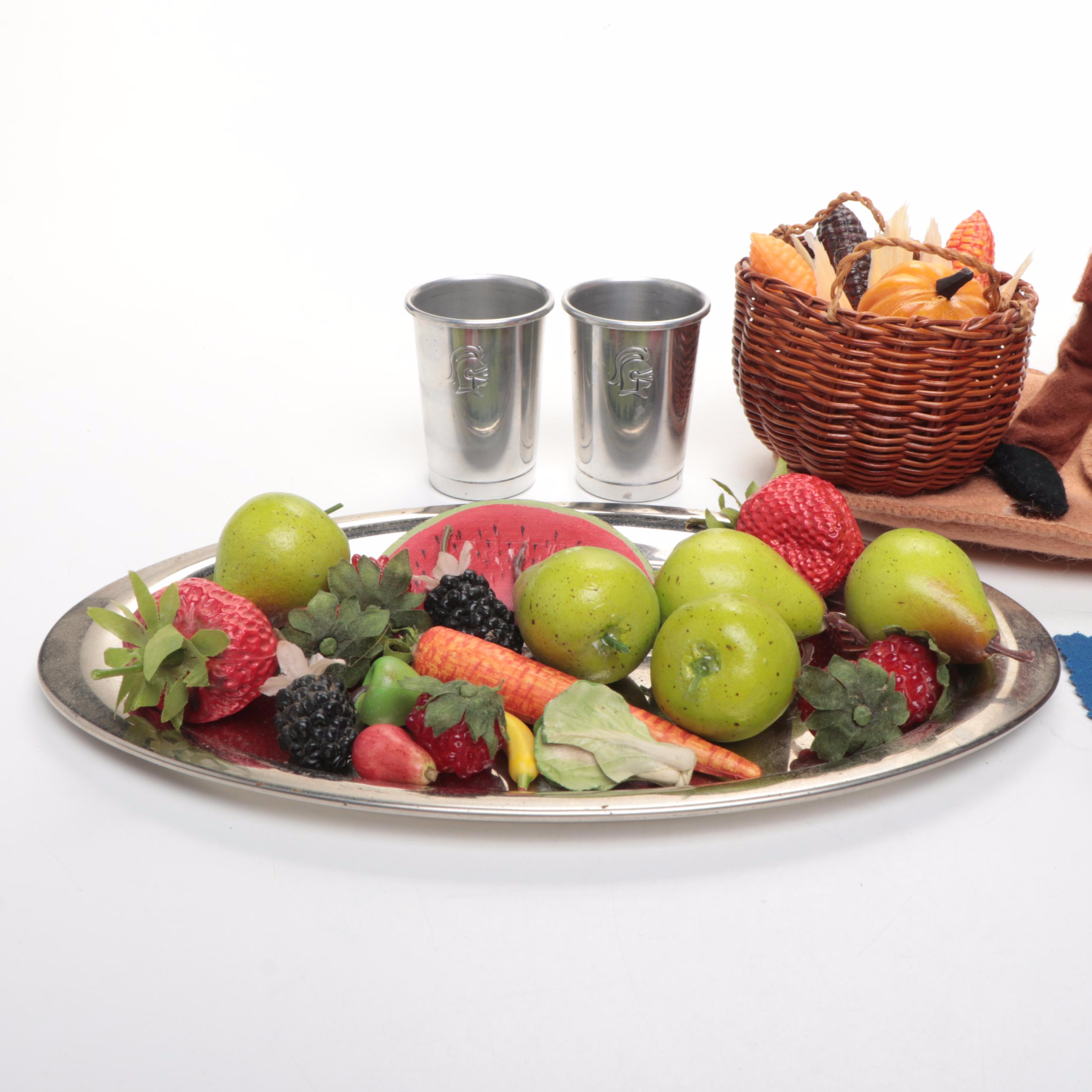 Annalee Pilgrim Boy and Girl Doll with Artificial Food and More, Late 20th C.