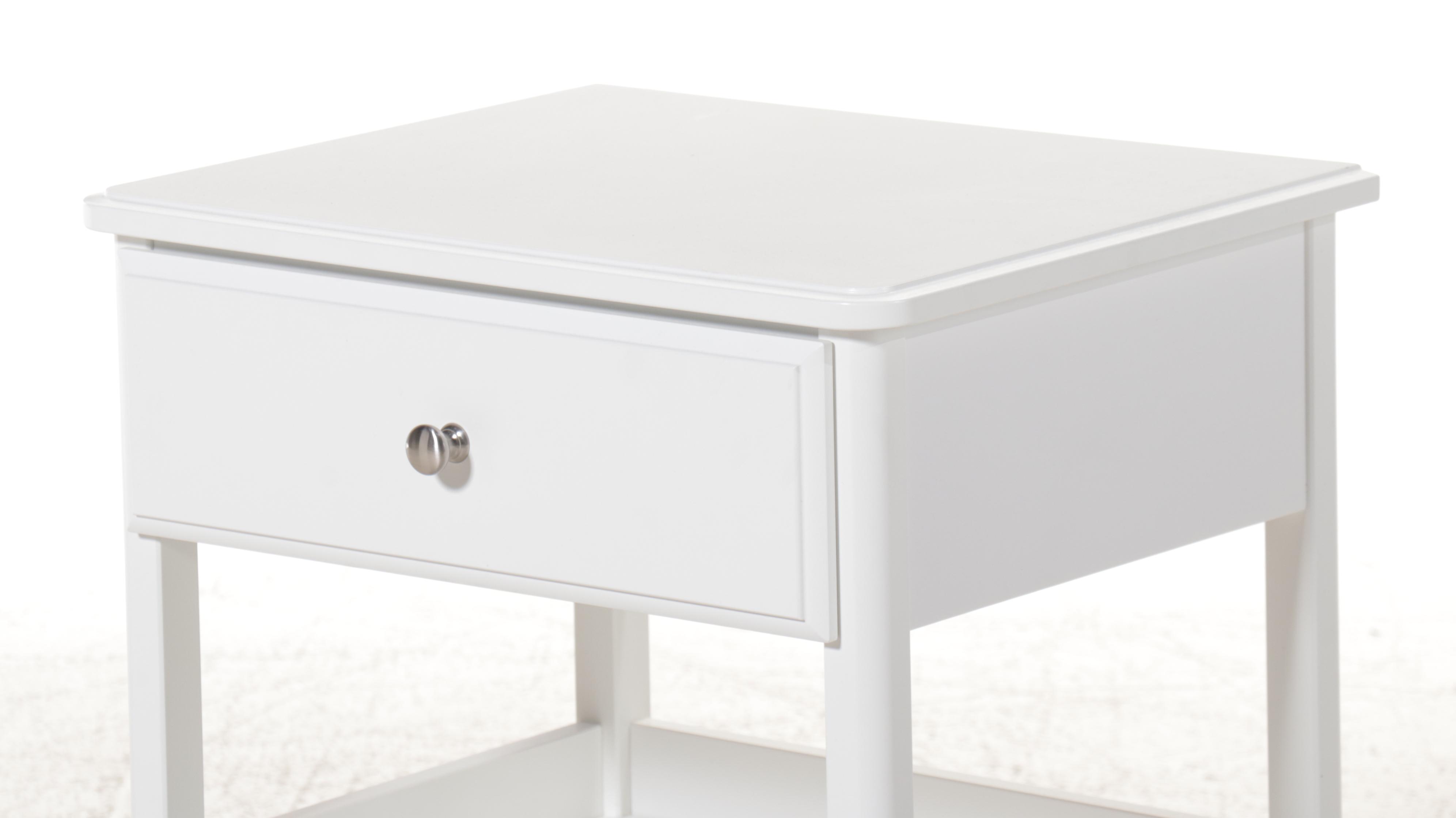 IKEA "TYSSEDAL" Contemporary White-Painted Wood Single Drawer Nightstand