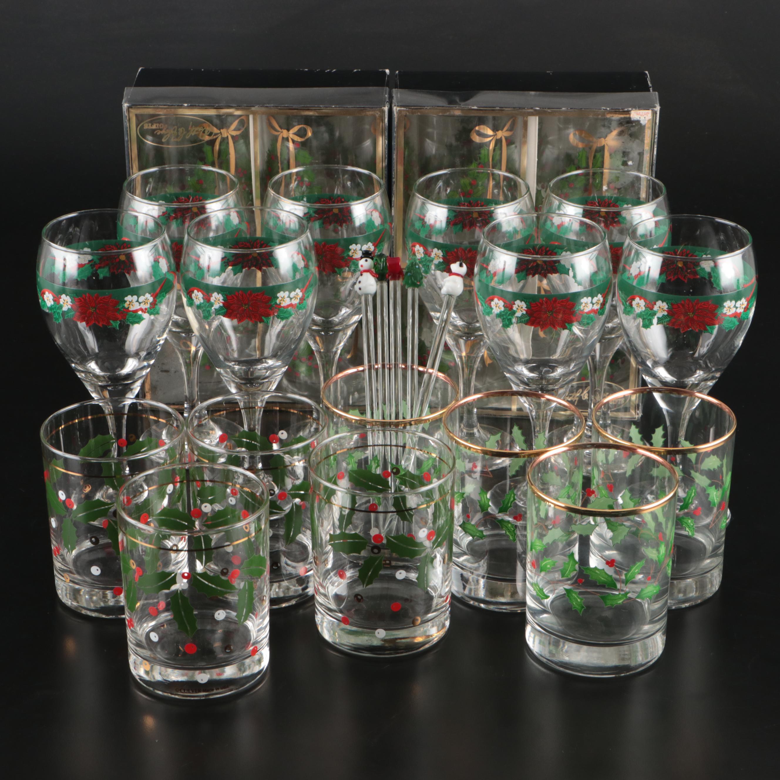 Culver with Other Christmas-Themed Cocktail Glasses and Other Stemware