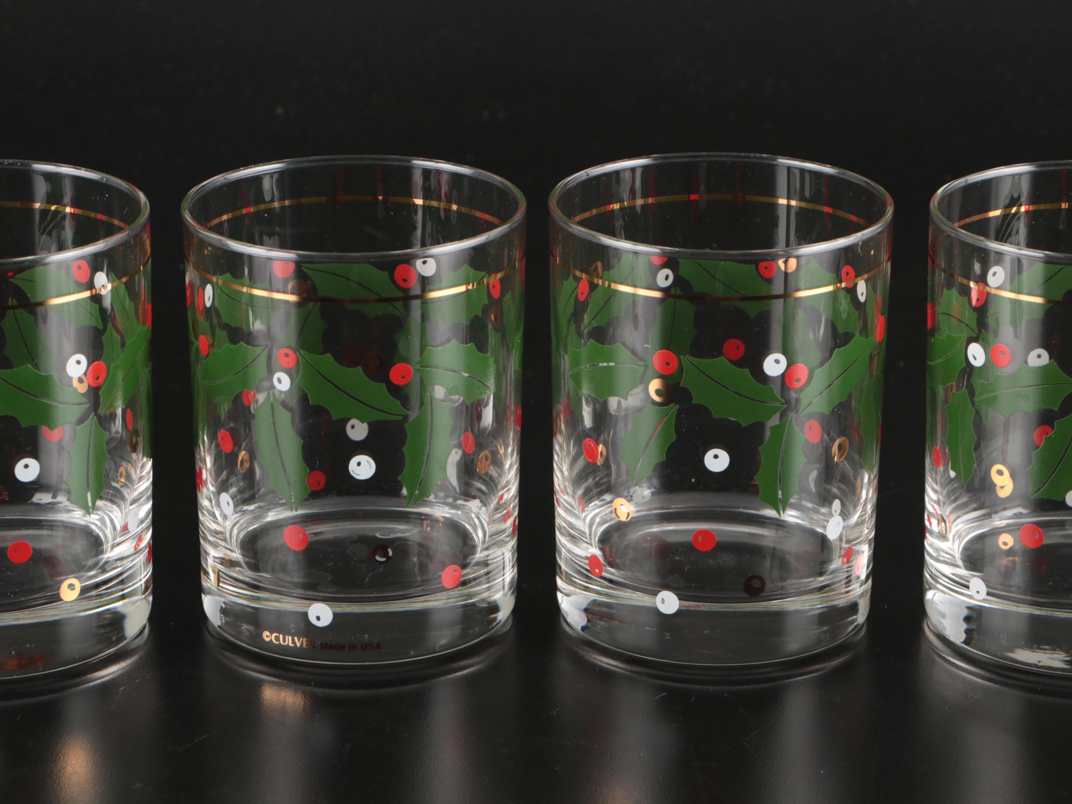 Culver with Other Christmas-Themed Cocktail Glasses and Other Stemware