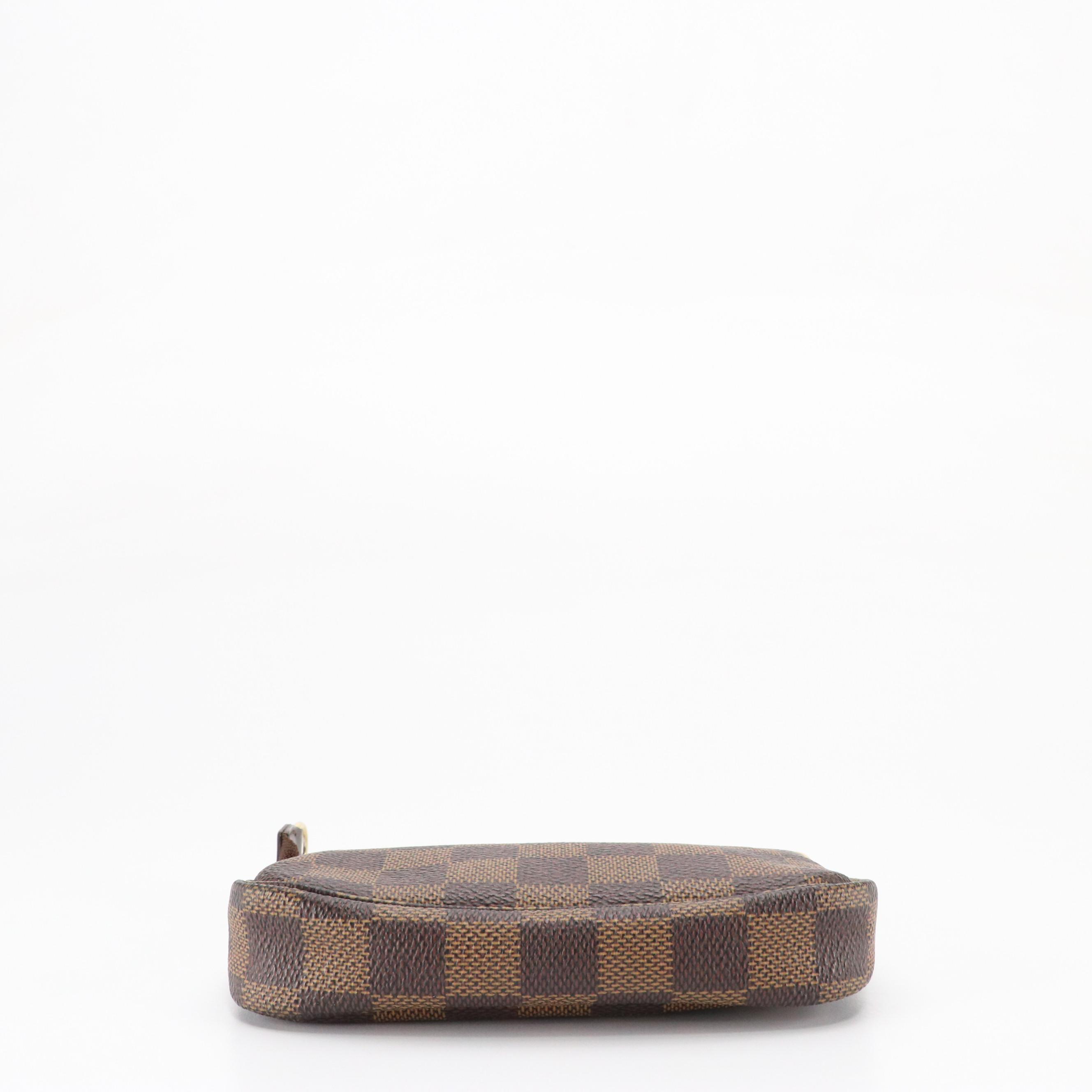 Louis Vuitton Mini Pochette Accessoires in Damier Ebene Canvas with Chain Strap