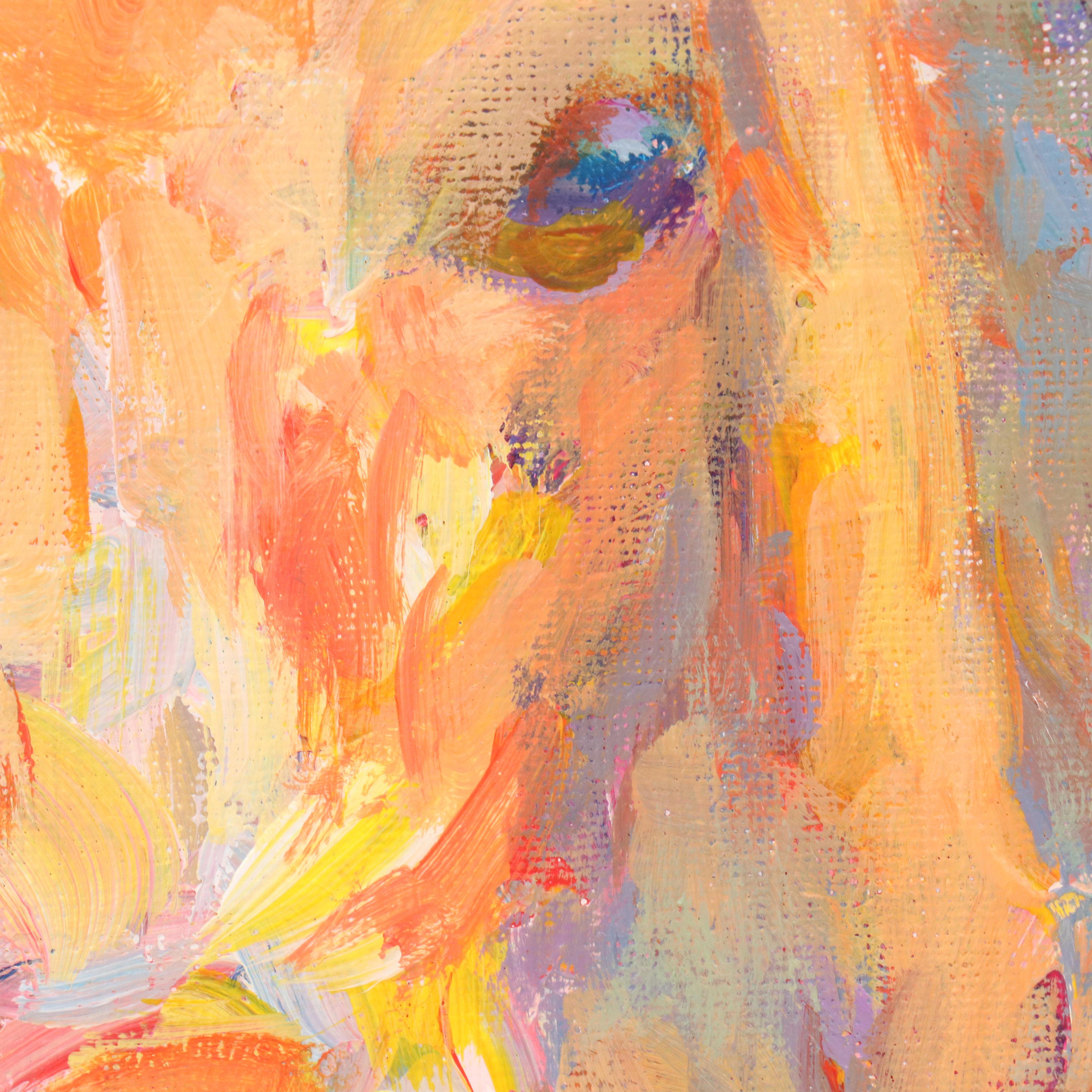 Elle Raines Stylized Acrylic Painting "Sheep," 21st Century