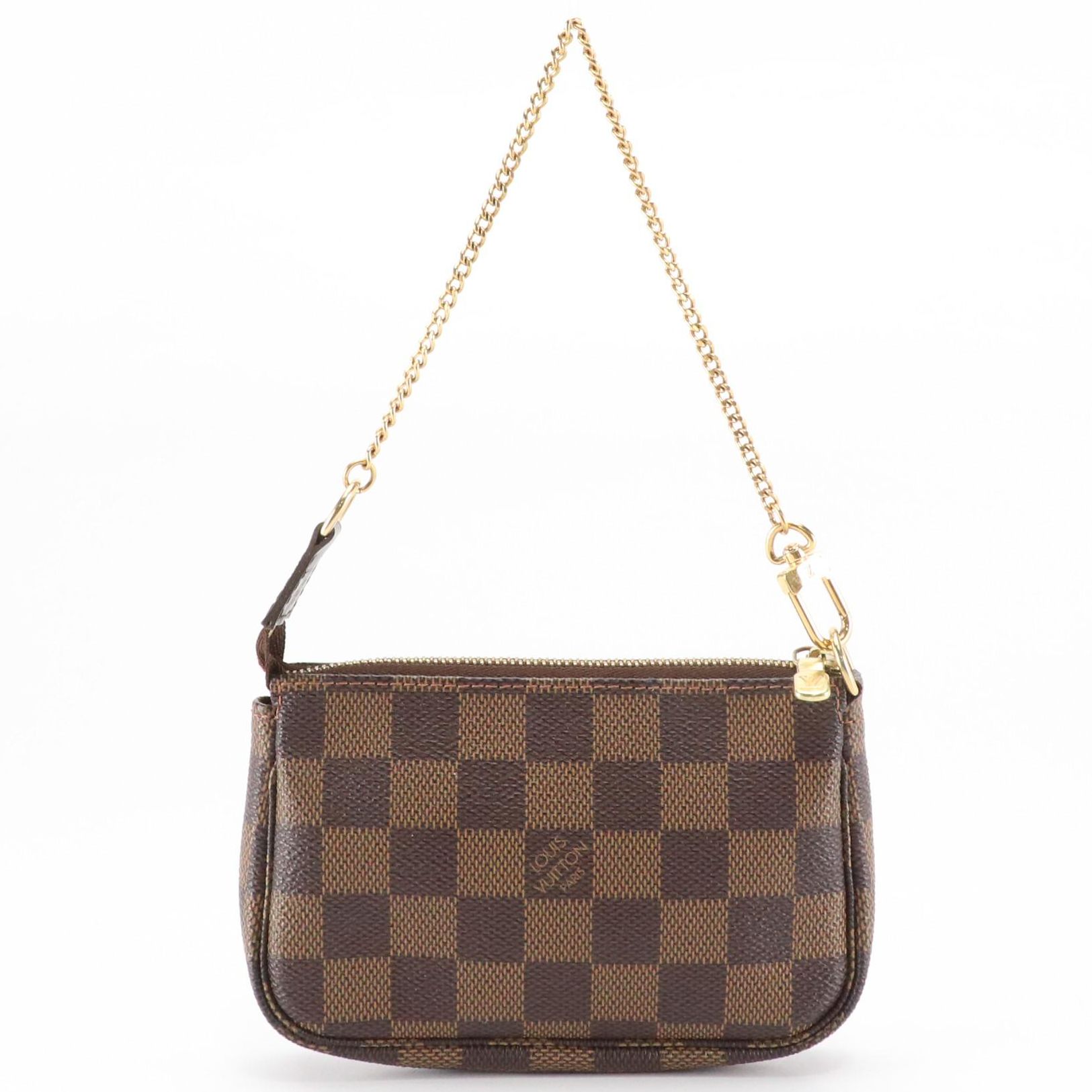 Louis Vuitton Mini Pochette Accessoires in Damier Ebene Canvas with Chain Strap