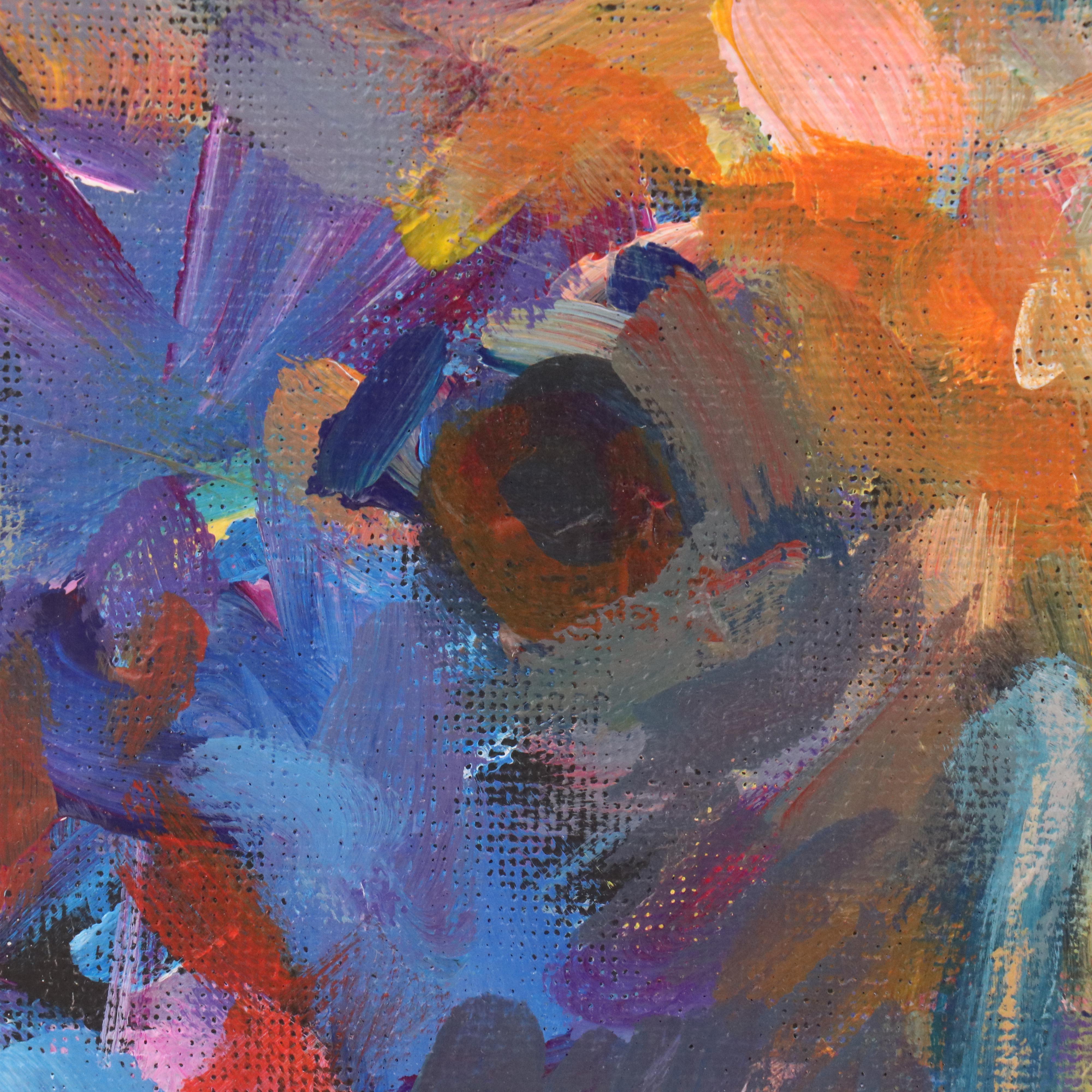 Elle Raines Stylized Acrylic Painting "Owl," 21st Century