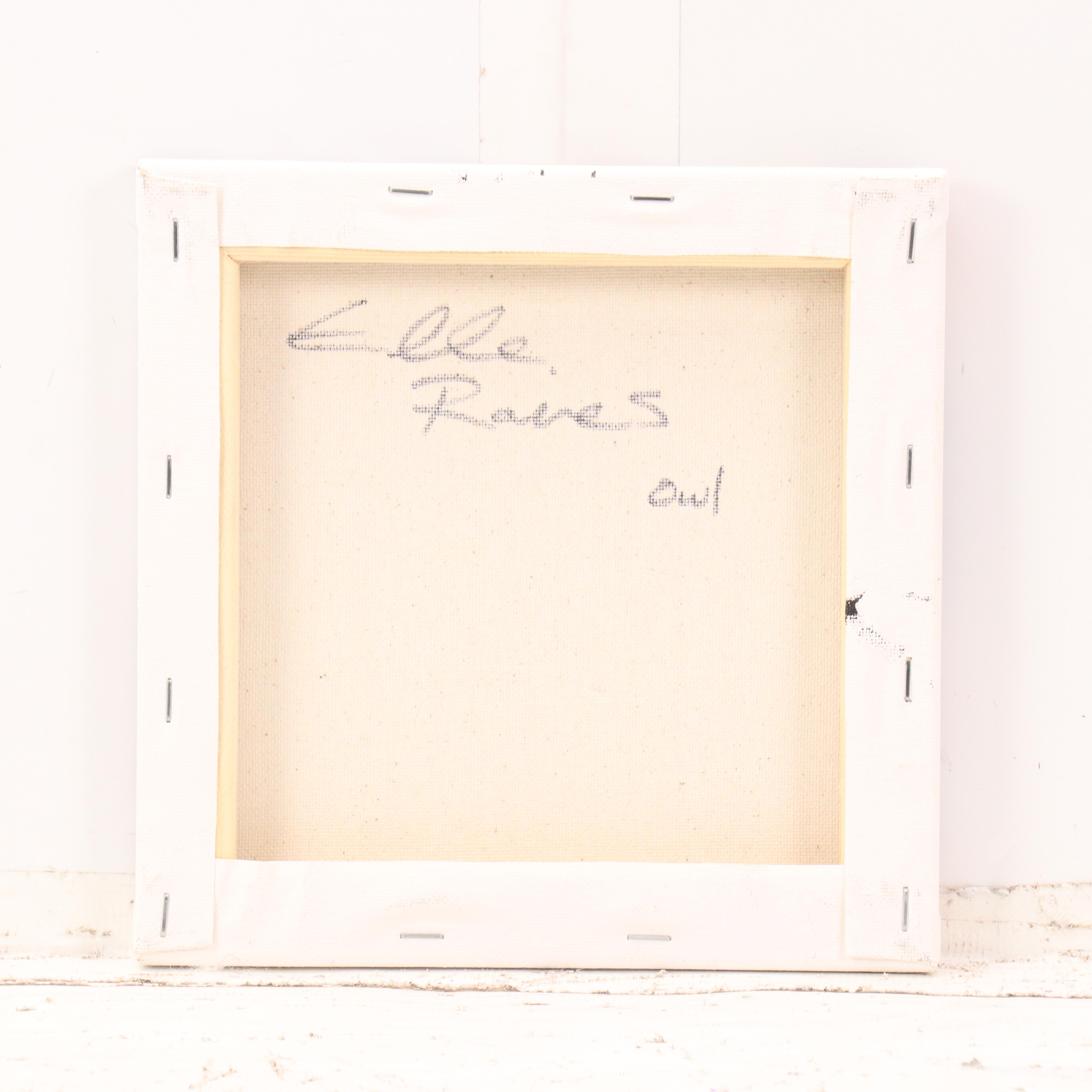 Elle Raines Stylized Acrylic Painting "Owl," 21st Century