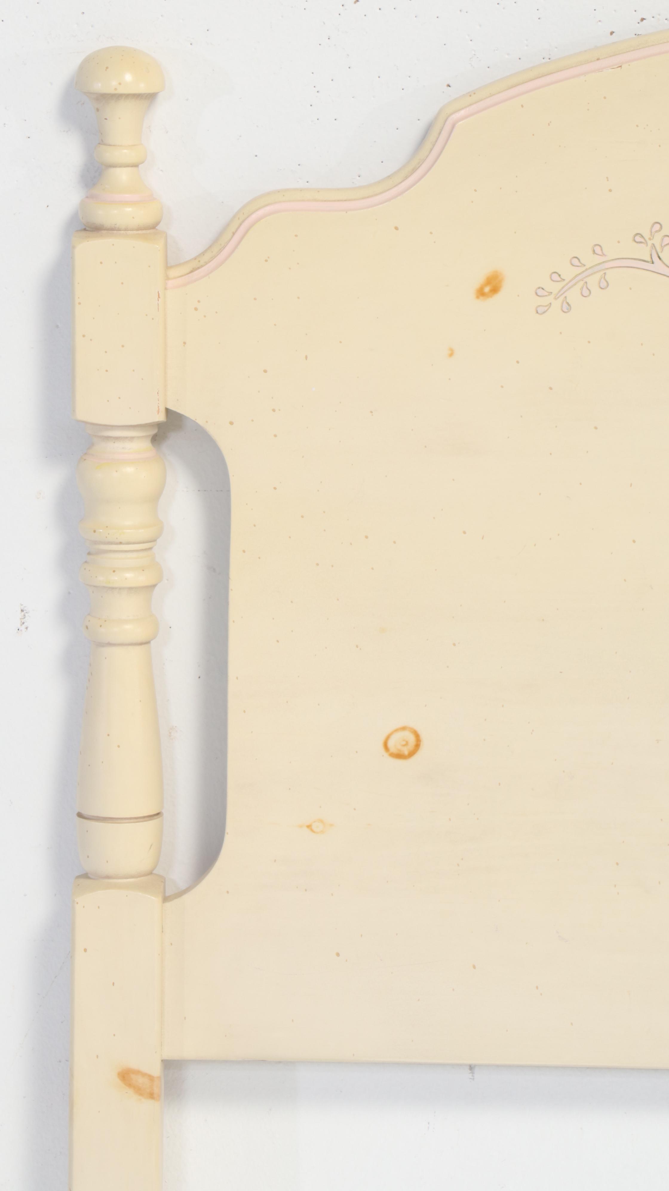 French Provincial Style Paint-Decorated Wood Twin Size Headboard, Late 20th C.