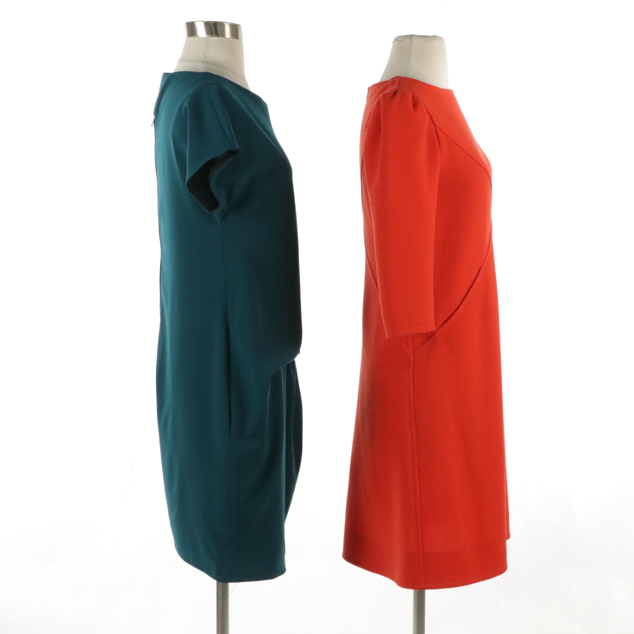 Courrēges Wool Diamond Stitched Shift Dress and Carven Draped Cocktail Dress
