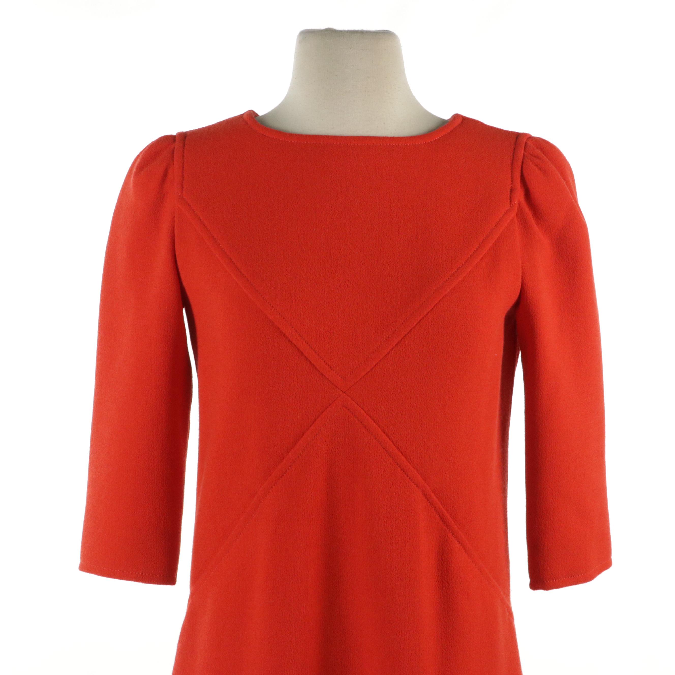 Courrēges Wool Diamond Stitched Shift Dress and Carven Draped Cocktail Dress