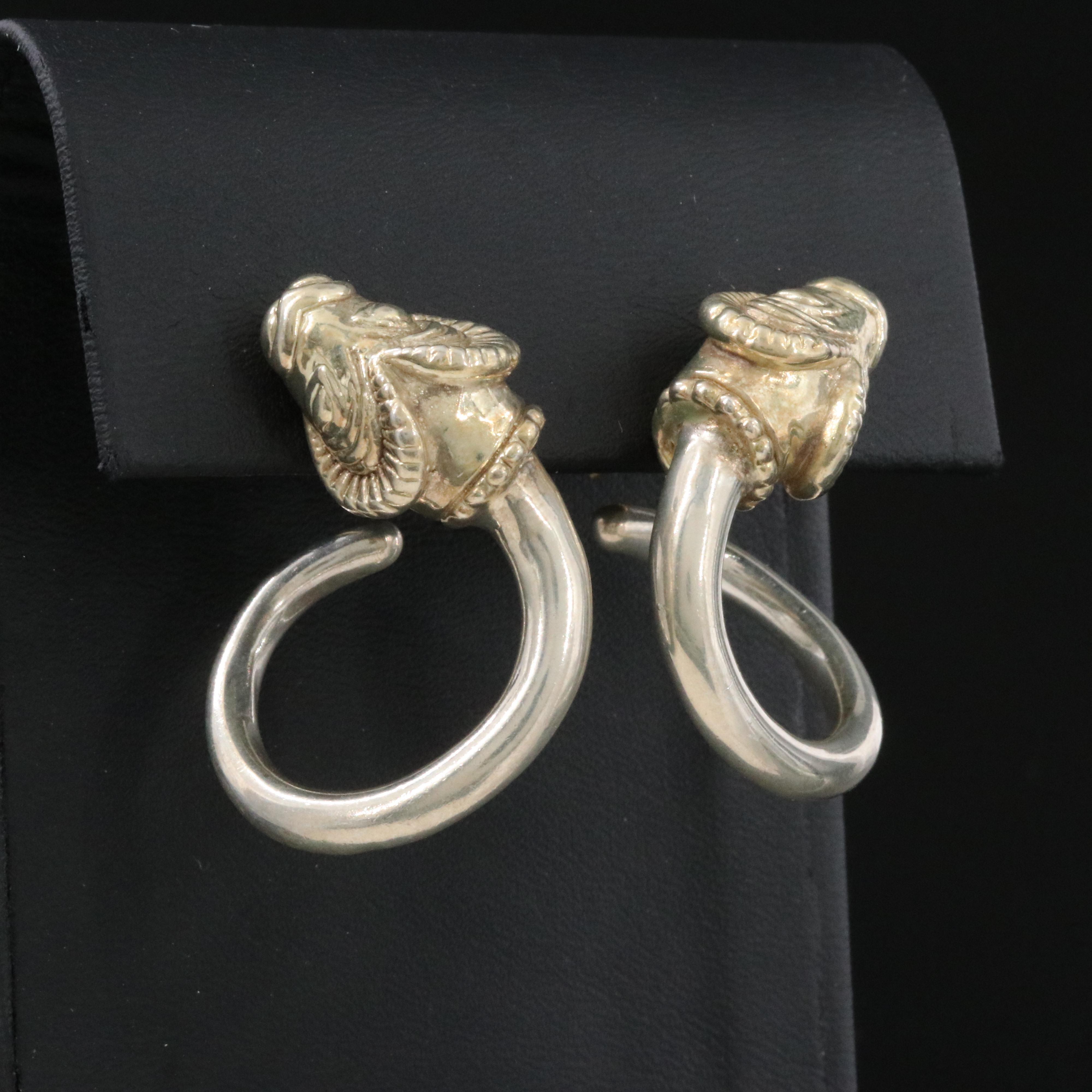 Sterling Ram Head Earrings