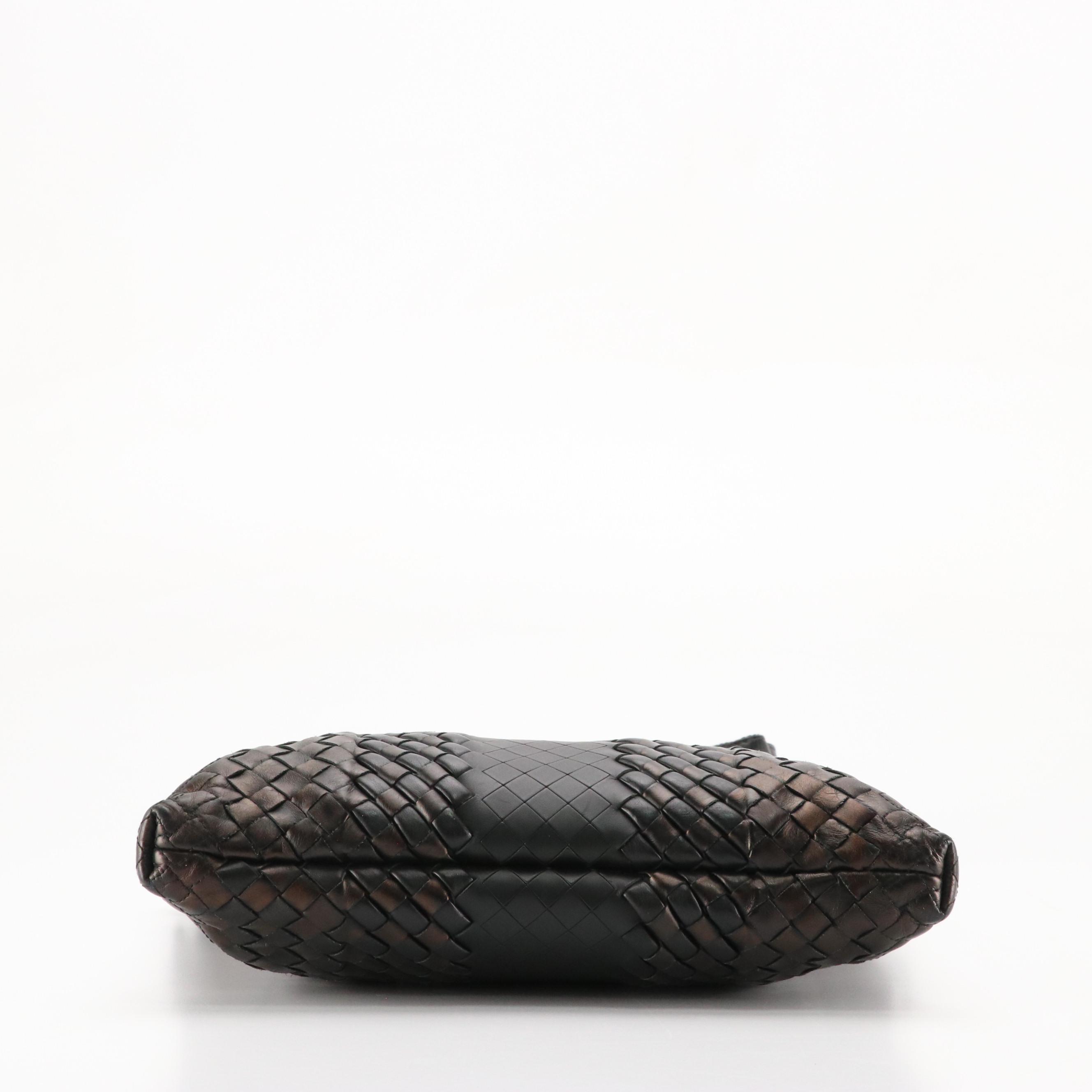 Bottega Veneta Crossbody Bag in Copper Burnished Black Intrecciato Leather