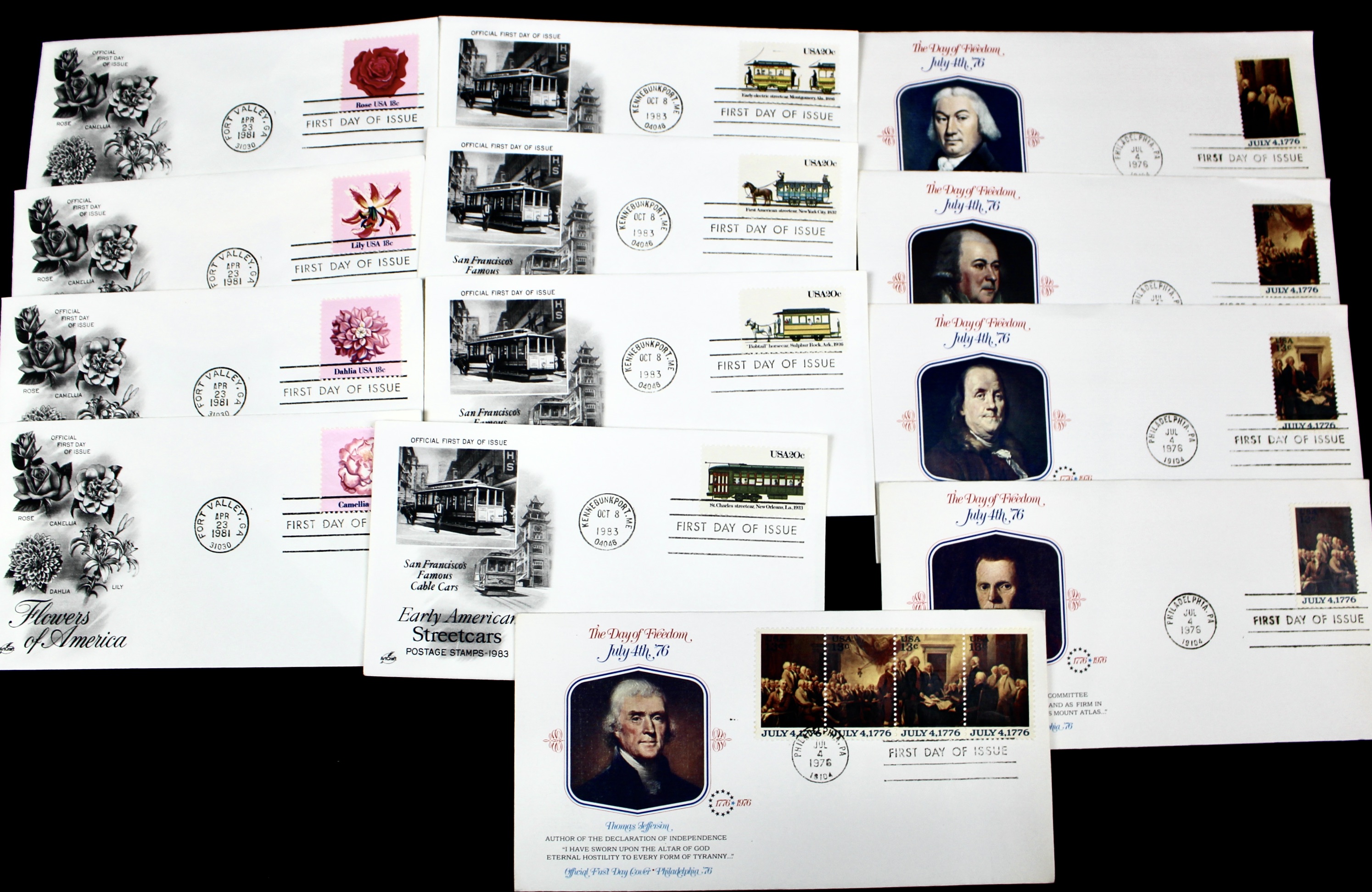 Over 400 U.S. First Day Covers, All with Cachets, All Unaddressed