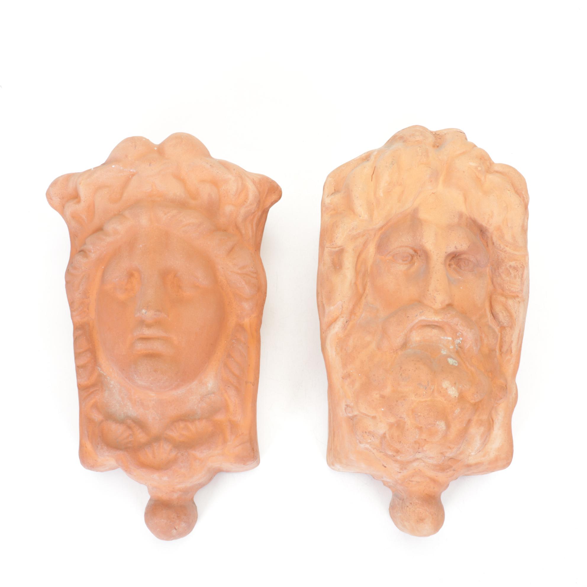 Two Neoclassical Terracotta Figural Wall Hanging Planters