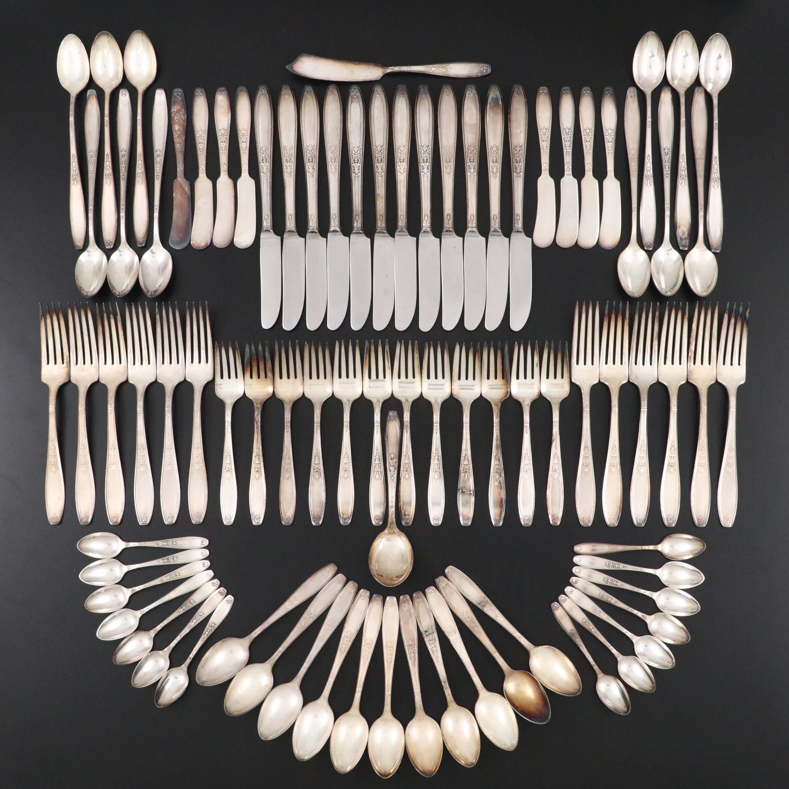 1847 Rogers Bros "Ambassador" Silver Plate Flatware, 20th Century