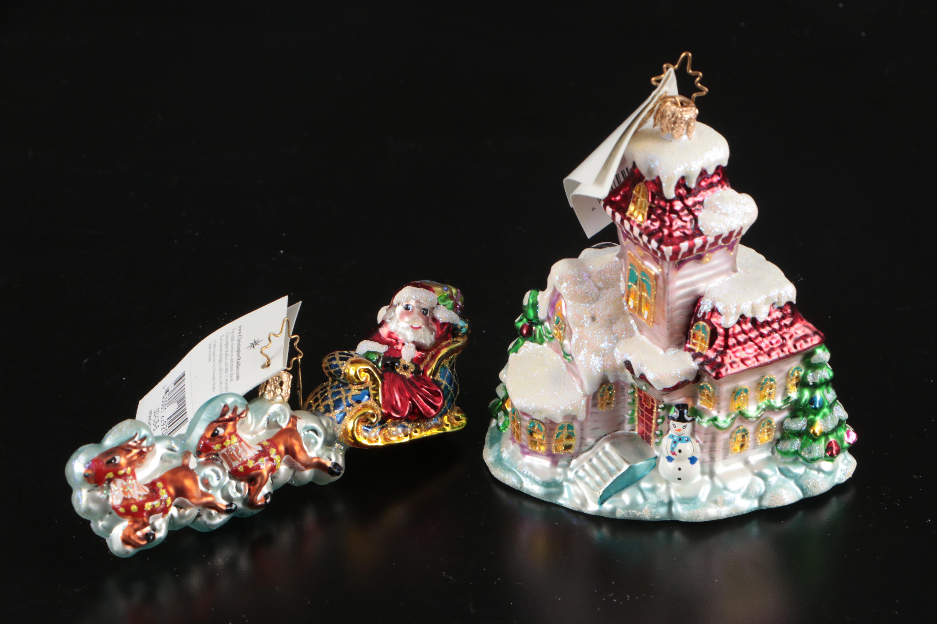 Christopher Radko "Home for the Holidays" and "Midnight Magic" Glass Ornaments
