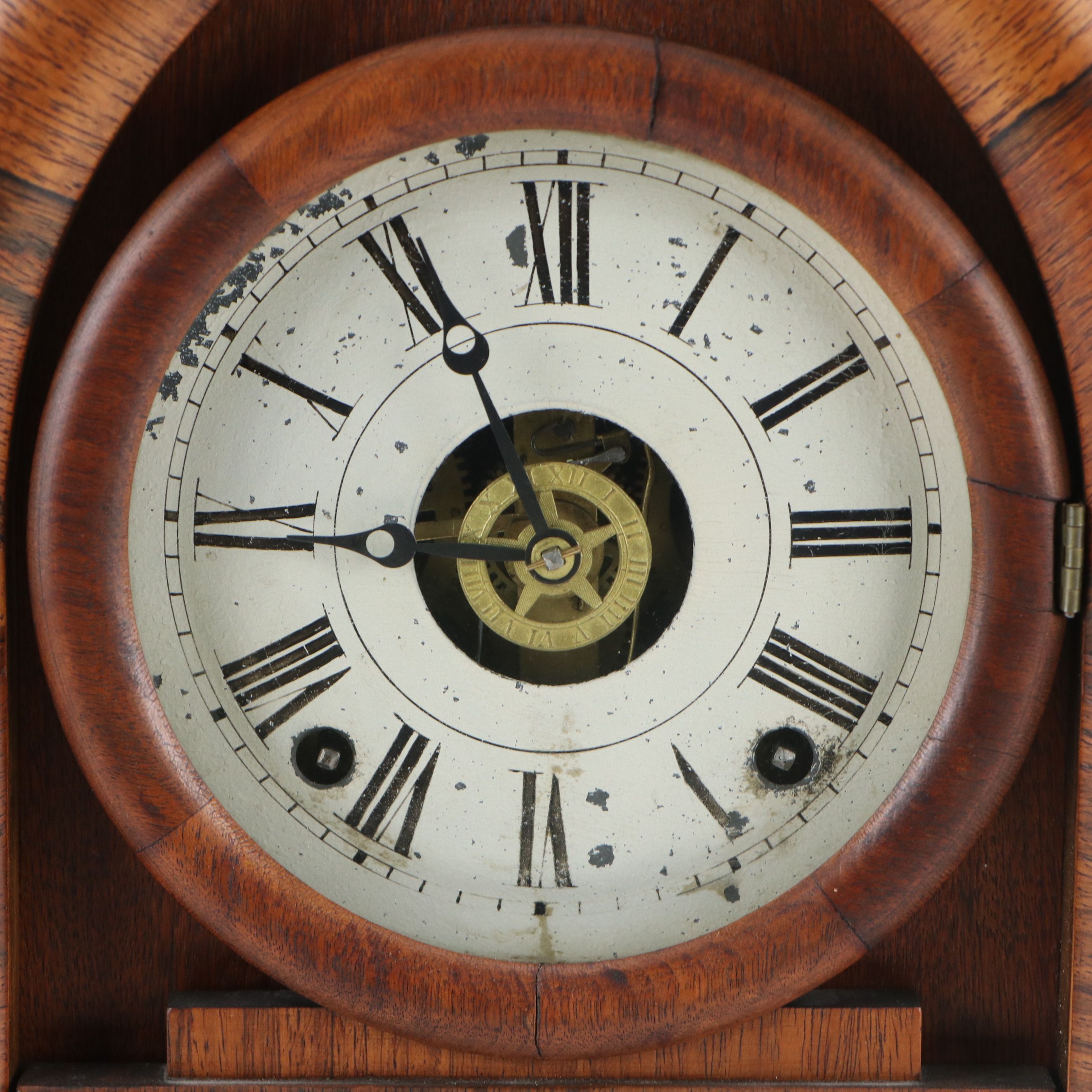 Daniel Pratt & Sons Beehive Mantel Clock with Reverse Painted Glass Panel