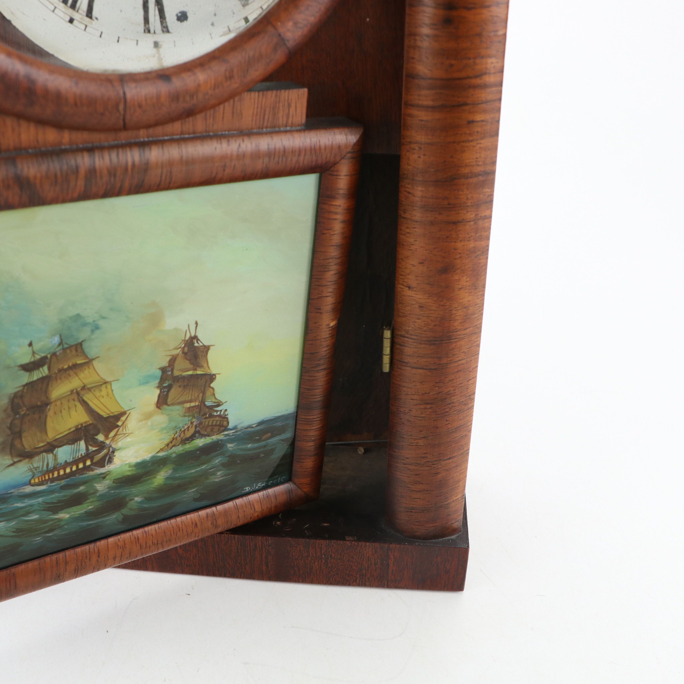 Daniel Pratt & Sons Beehive Mantel Clock with Reverse Painted Glass Panel