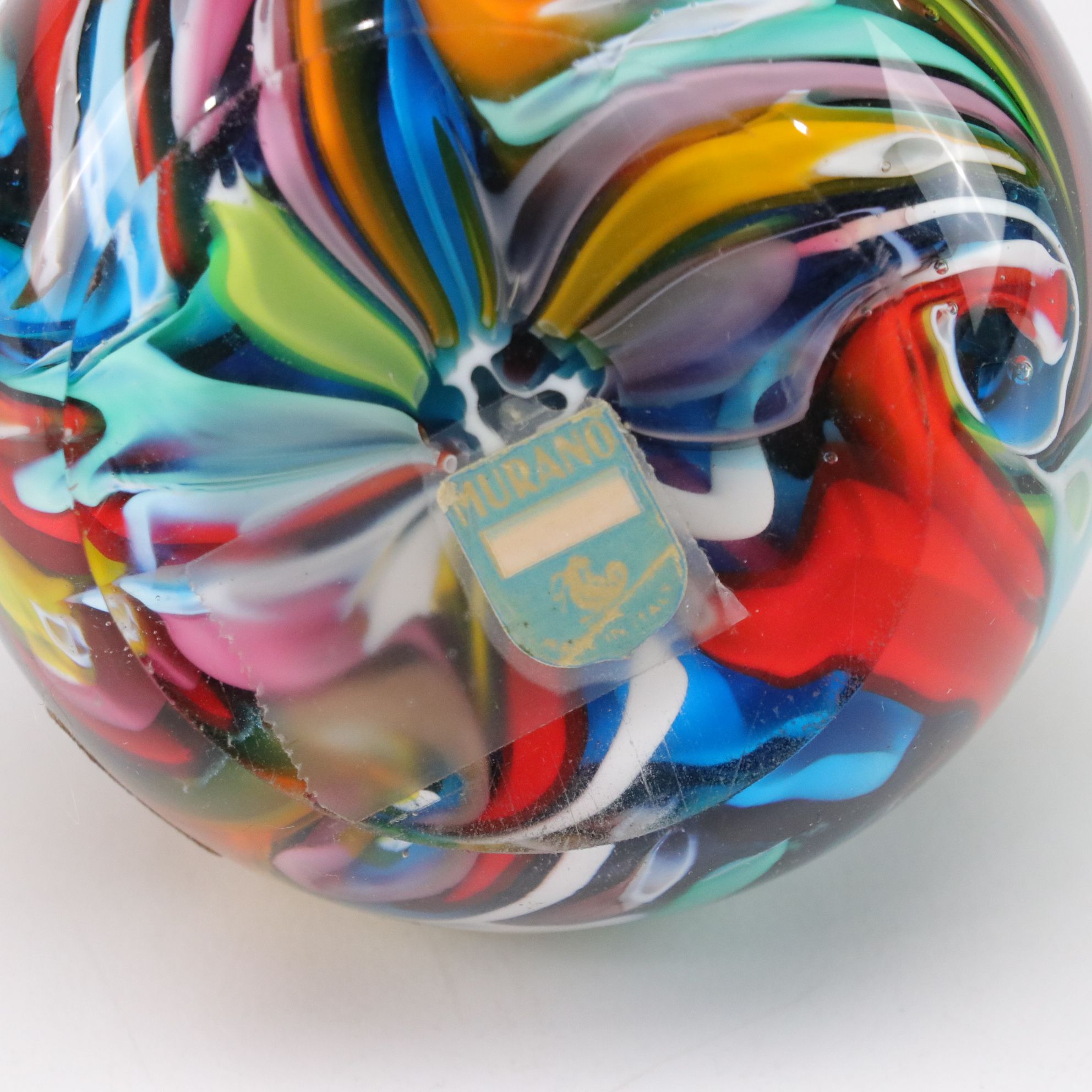 Italian Murano Millefiori and Spiral Swirl Glass Paperweights with John Deacons