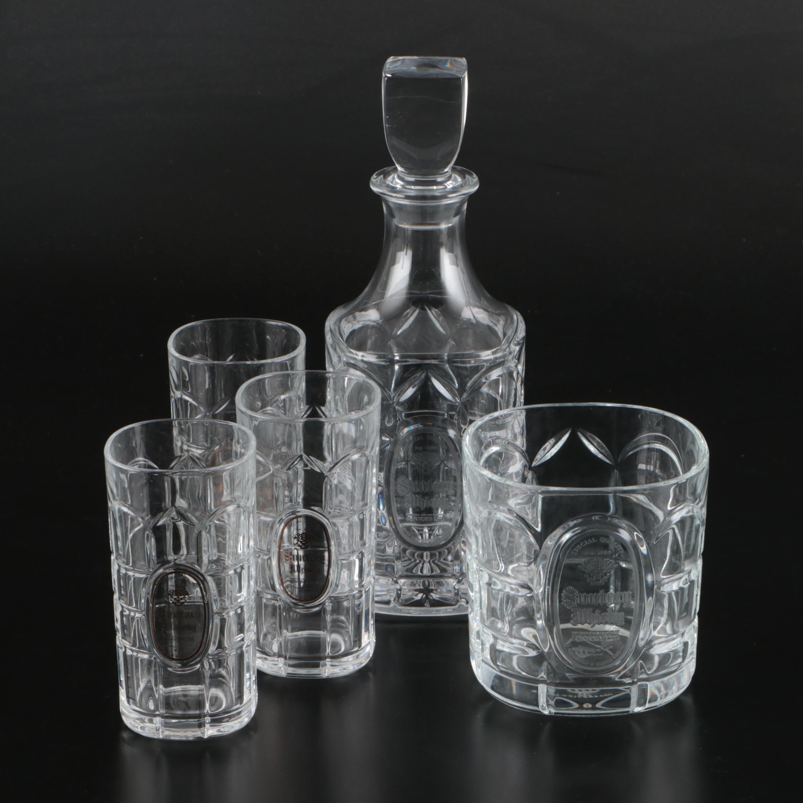 Suntory "Relief Cristal" Decanter and Jug with "Golden Cristal" Glasses