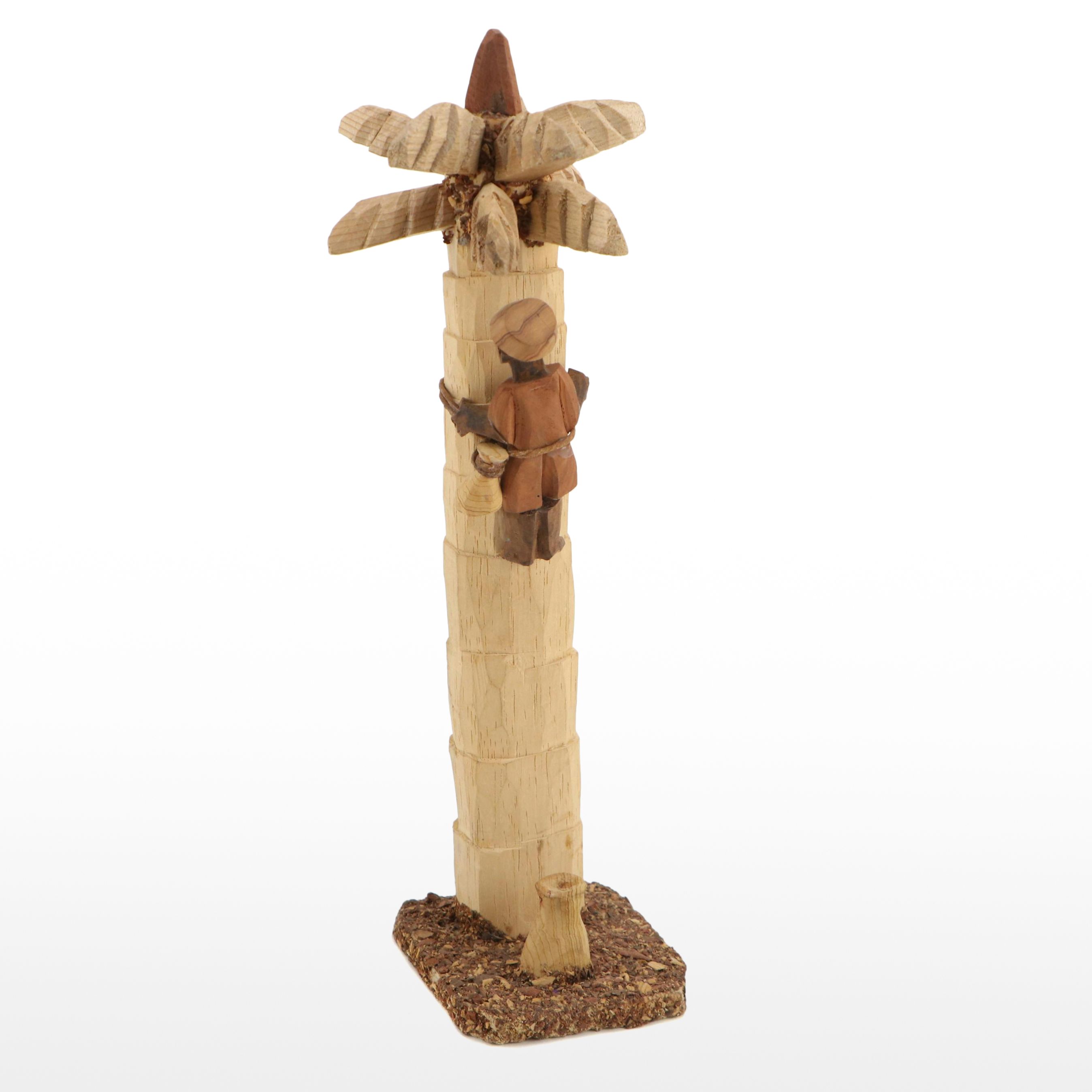 Nigerian Carved Wood Coconut Harvesting Figure